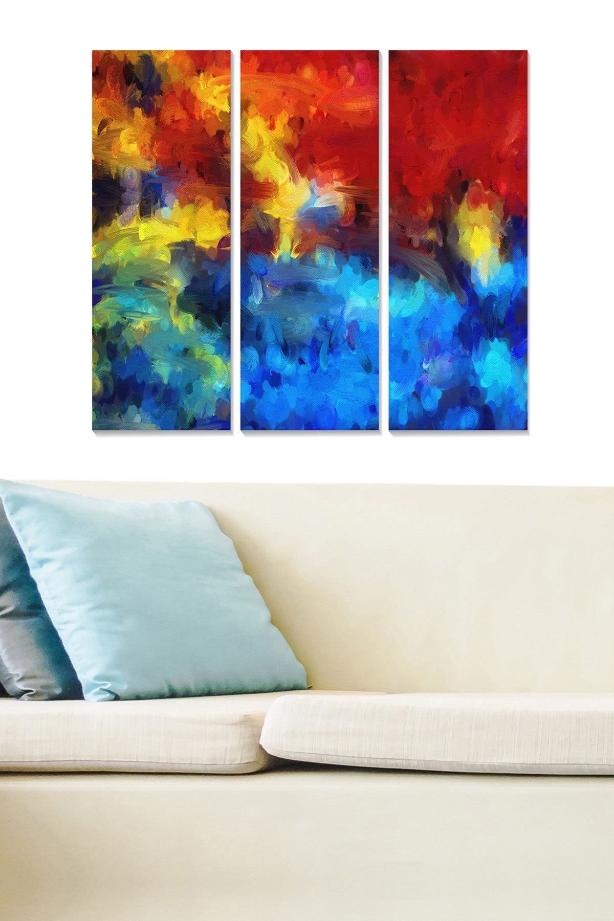 Quadro Decorativo em MDF 100% (3 Peças) – Multicolor – 20 x 50 cm cada, total 70 x 50 cm