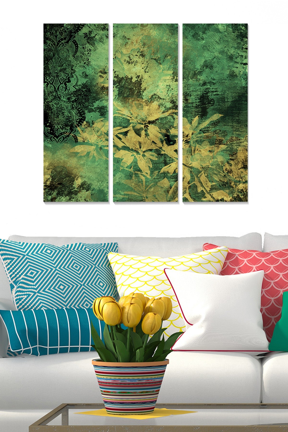 Tríptico Decorativo em MDF Multicolor – 70x50 cm (3 Peças)