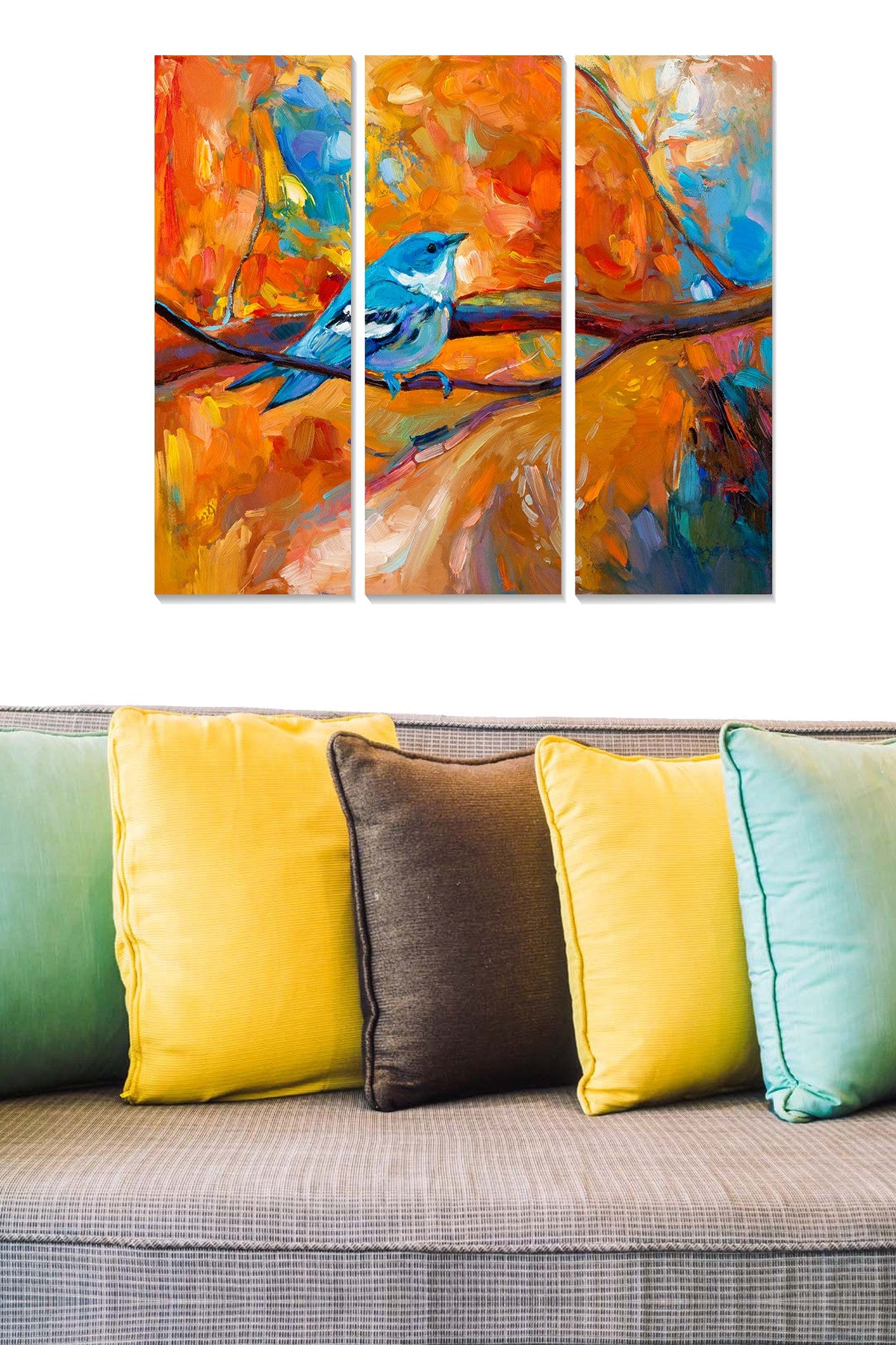 Conjunto de Quadros Decorativos em MDF Multicolor (3 Peças) — Total 70x50 cm, Espessura 3 mm