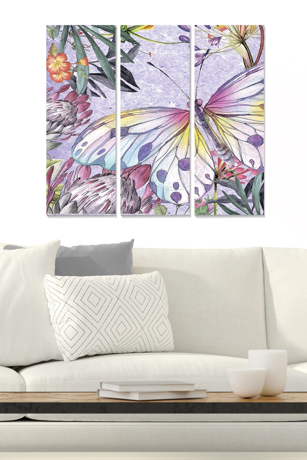 Conjunto de 3 Quadros Decorativos em MDF 3 mm Multicolorido – 20x50 cm cada, Total 70x50 cm