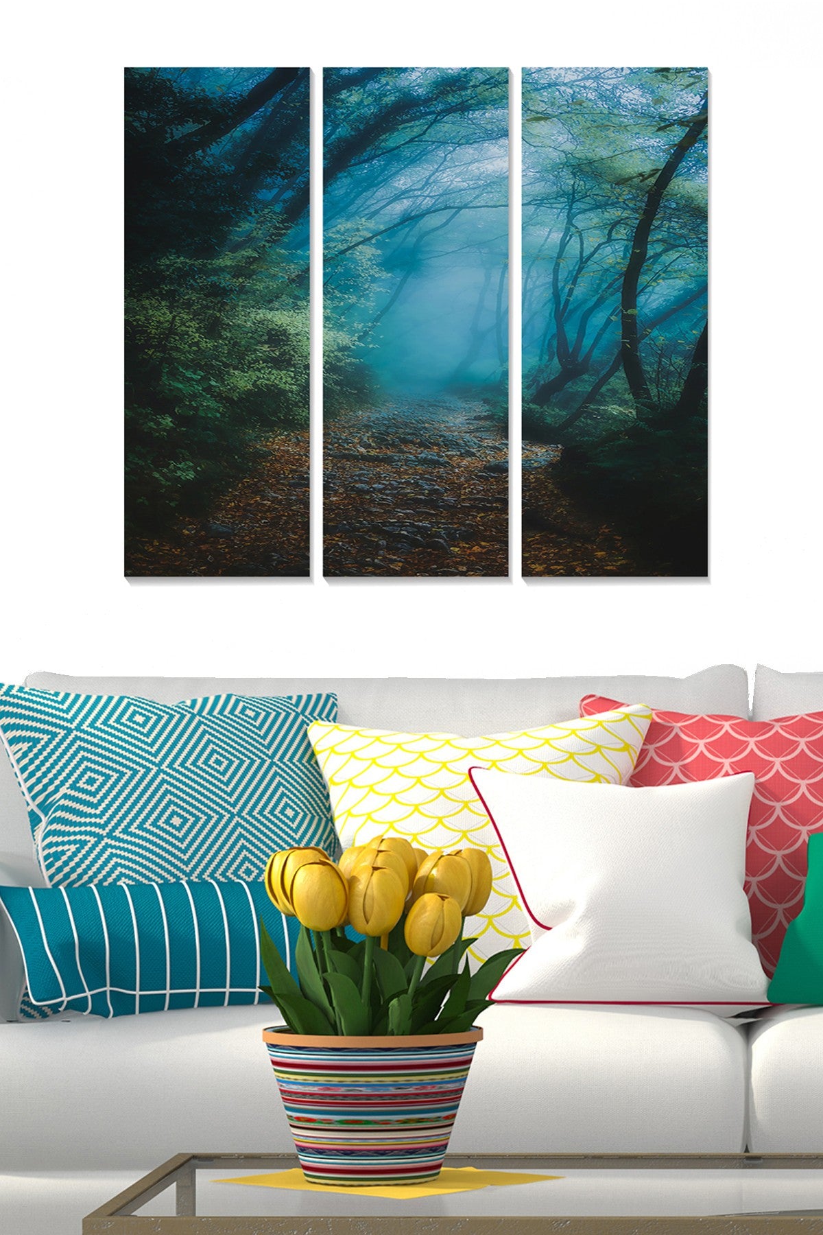 Quadro Decorativo em MDF Multicolor (Conjunto de 3 Peças) – 70 x 50 cm, MDF 3 mm