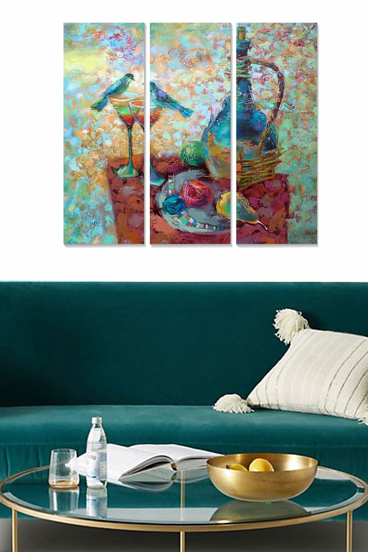 Quadro Decorativo em MDF Multicolor – Conjunto 3 Peças (20 x 50 cm cada | 70 x 50 cm total)