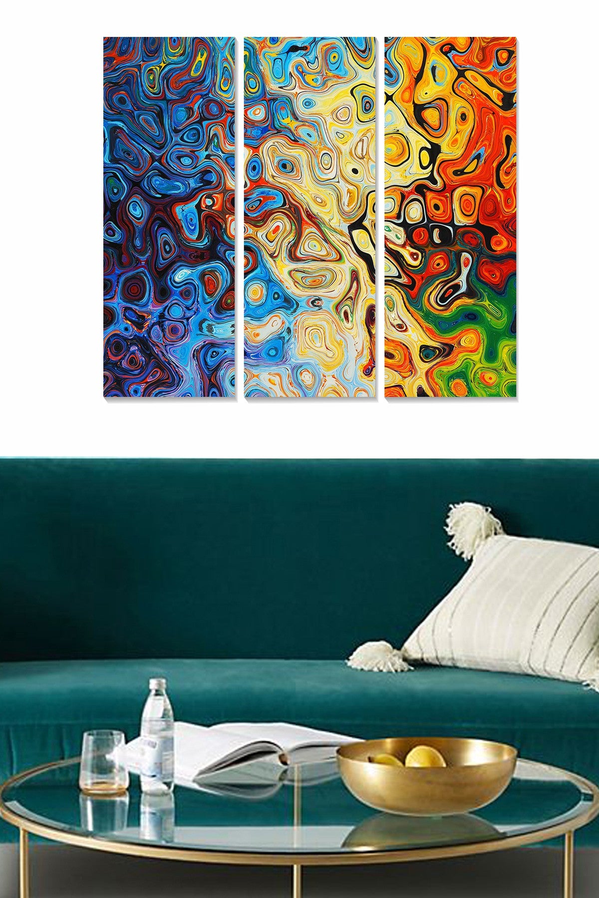 Conjunto de Quadros Decorativos em MDF (3 Peças) Multicolorido — 20 x 50 cm cada, Total 70 x 50 cm, Espessura 3 mm