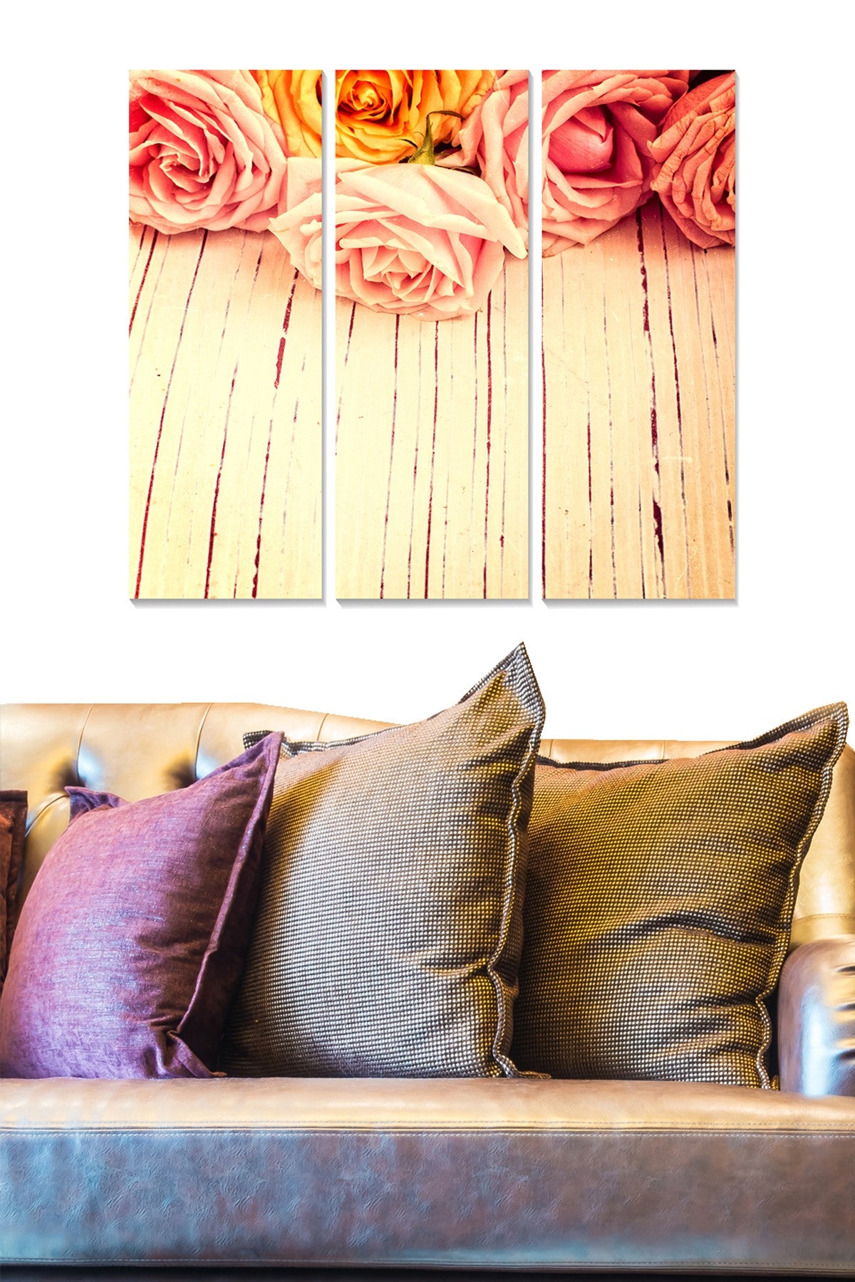 Conjunto de 3 Quadros Decorativos em MDF, Multicor — 20x50 cm cada (Total 70x50 cm), esp. 3 mm (MDF1960329)