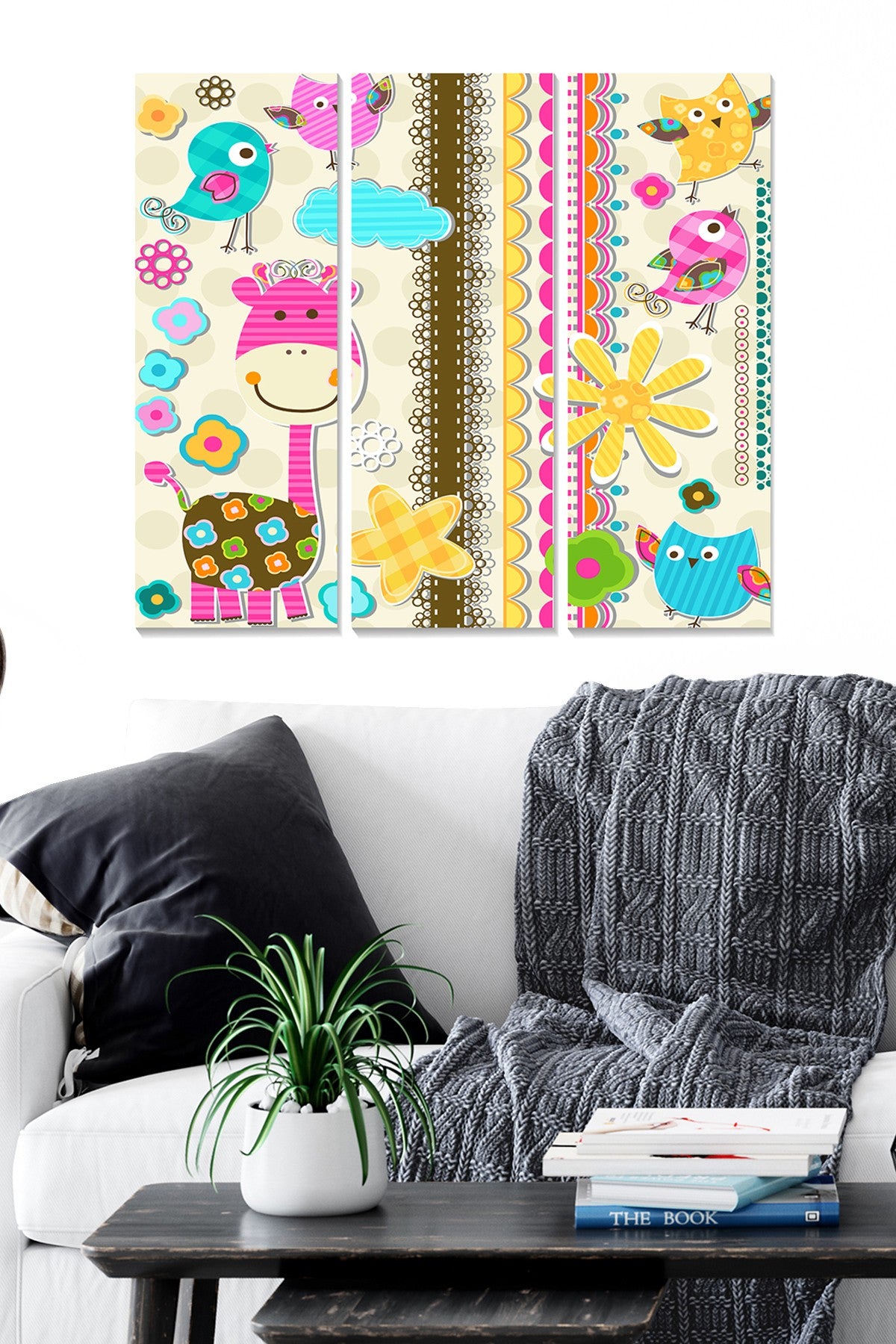 Tríptico Decorativo em MDF Multicolor – 70x50 cm (3x 20x50) | 100% MDF, 3 mm