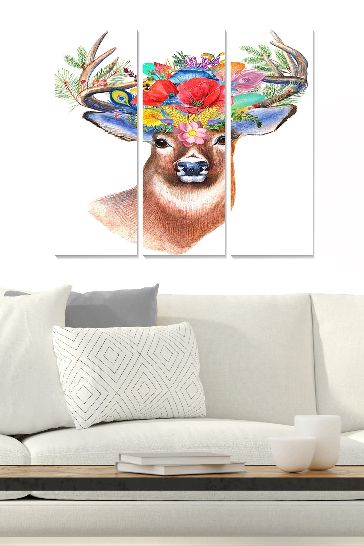 Quadro Decorativo em MDF Multicolor (3 Peças) 20x50 cm cada, Total 70x50 cm, Espessura 3 mm, 1 kg — MDF1998855