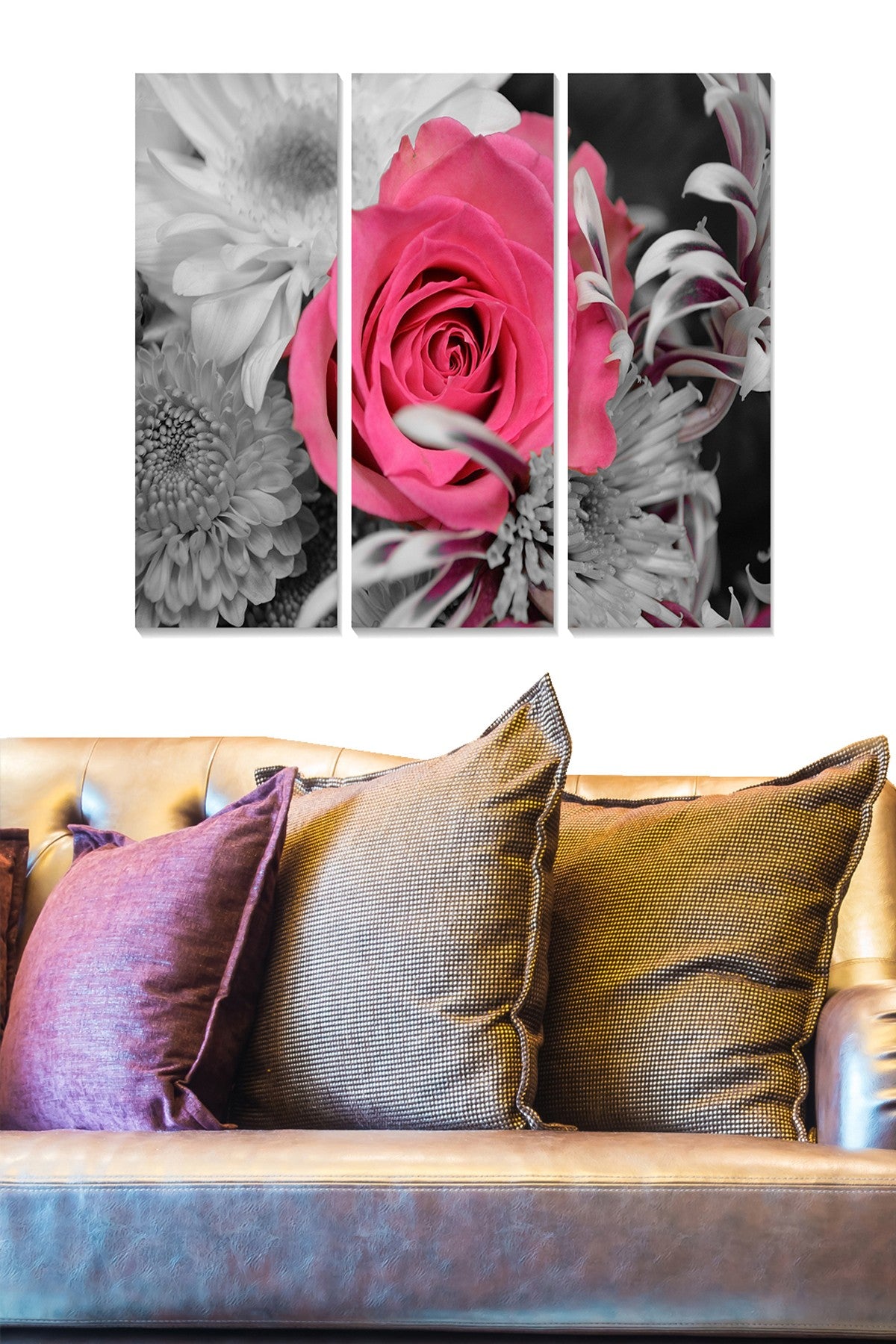 Quadro Decorativo em MDF Multicolor – Conjunto de 3 Peças (20x50 cm cada), Tamanho Total 70x50 cm, 100% MDF (3 mm) – MDF20366