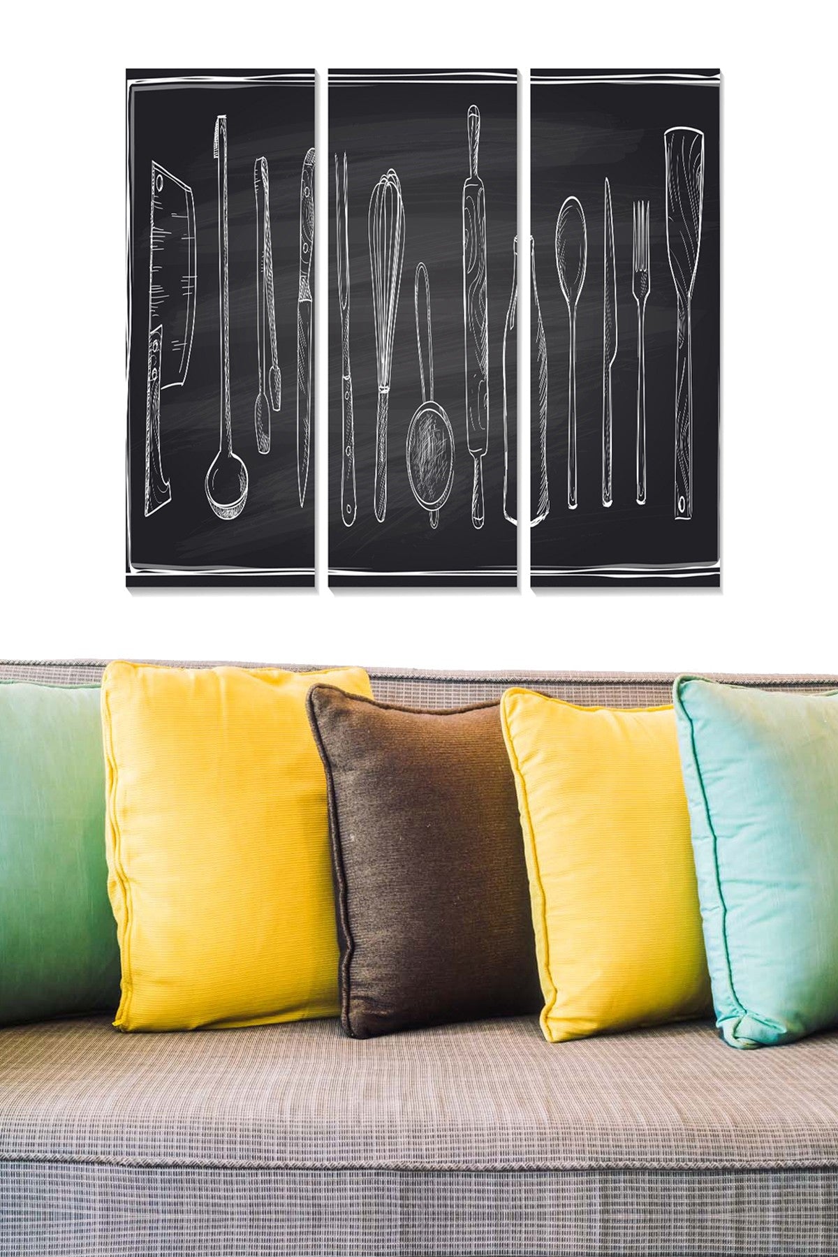 Conjunto de Quadros Decorativos em MDF (3 Peças) Multicolorido – 20x50 cm cada, total 70x50 cm