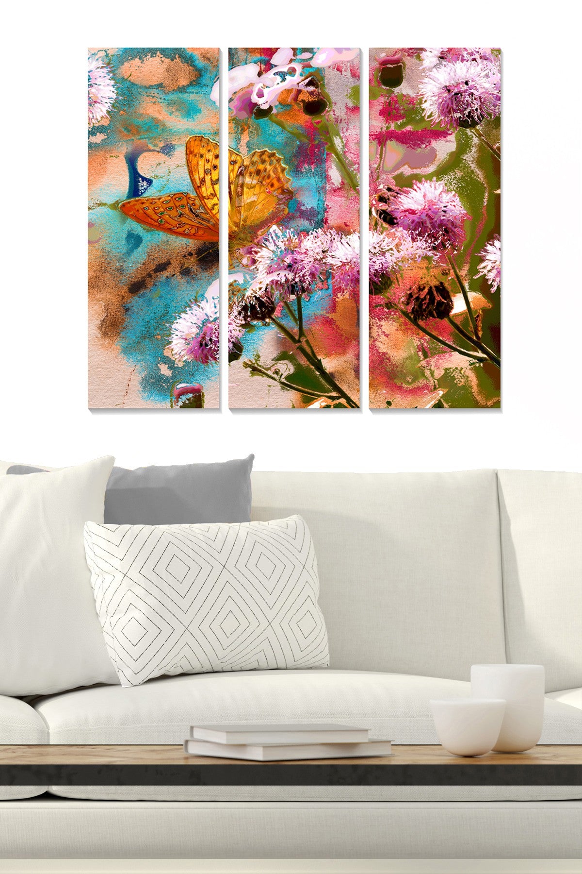 Conjunto de Quadros Decorativos em MDF Multicolor (3 Peças) — Total 70x50 cm, Espessura 3 mm