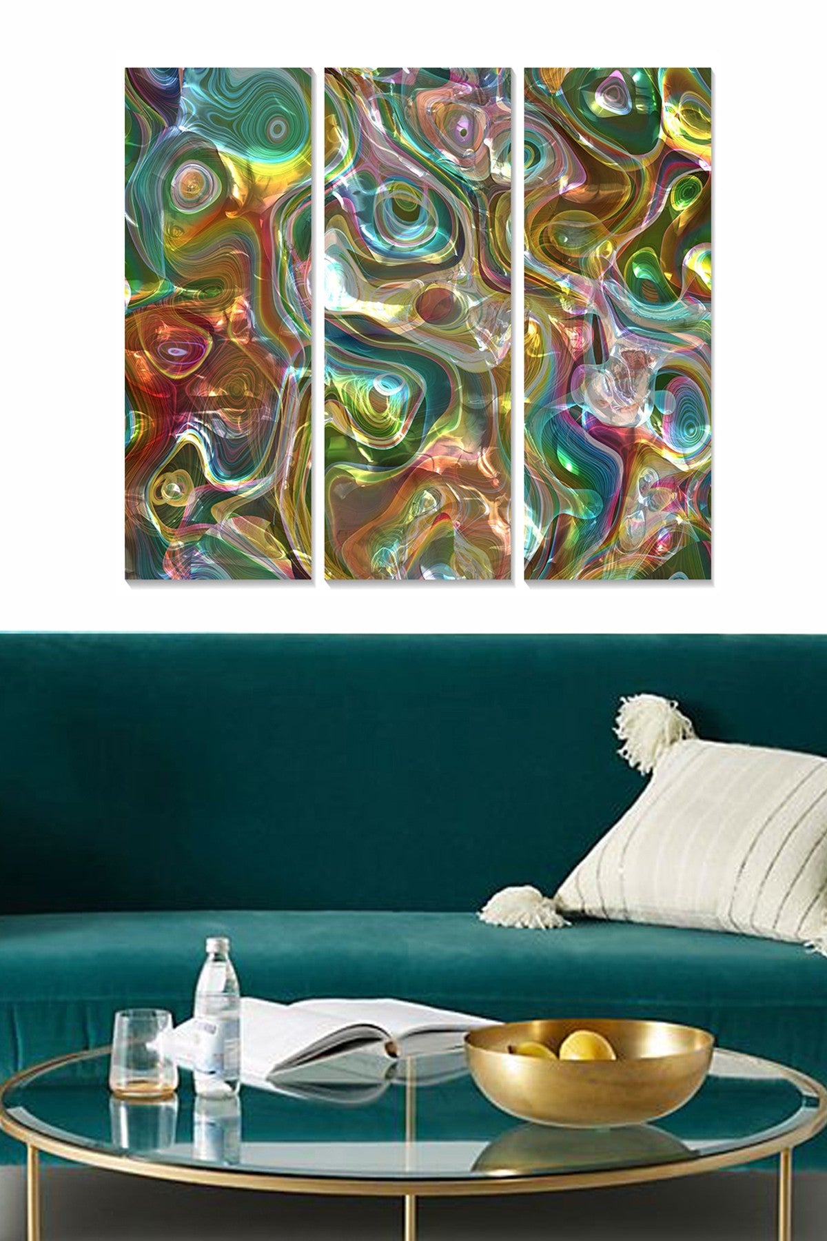 Quadro Decorativo Tríptico em MDF Multicolor – 3 Peças (20x50 cm cada), Total 70x50 cm, Espessura 3 mm