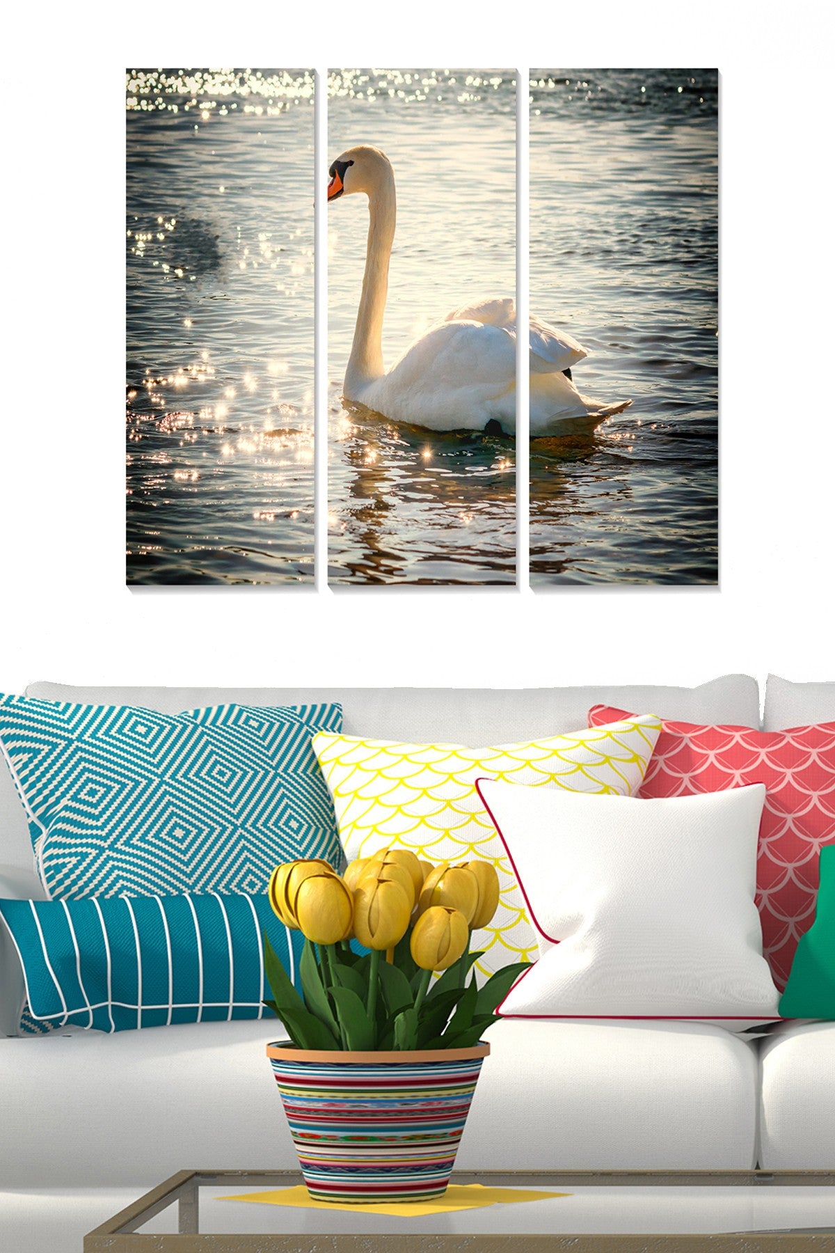 Quadro Decorativo em MDF Multicolorido – Conjunto de 3 Peças, Tamanho Total 70 x 50 cm, Espessura 3 mm