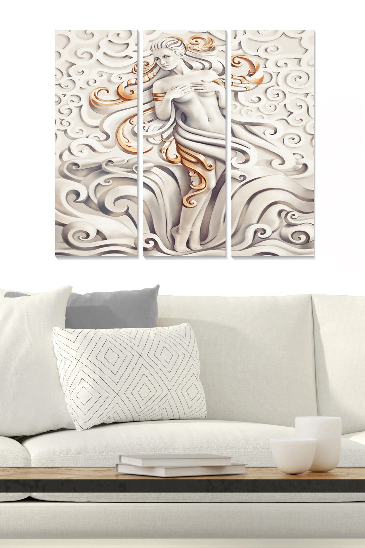 Quadro Decorativo Tríptico Multicolor em MDF 3 mm (3 Peças) – 20x50 cm cada, 70x50 cm total – MDF208111099