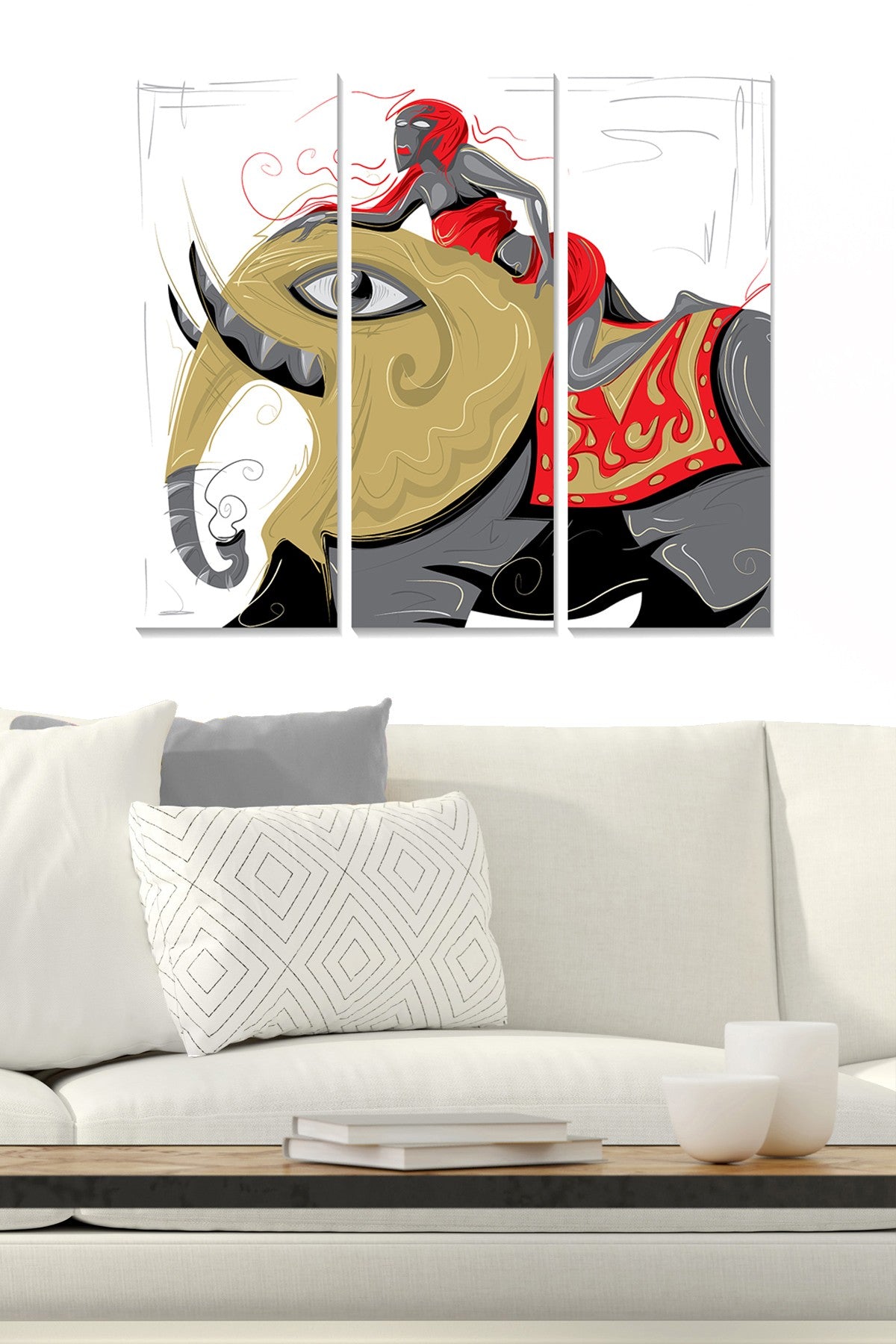 Quadros Decorativos em MDF 100% (3 Peças, 20 x 50 cm cada | Total 70 x 50 cm) – Multicolor – MDF208634170