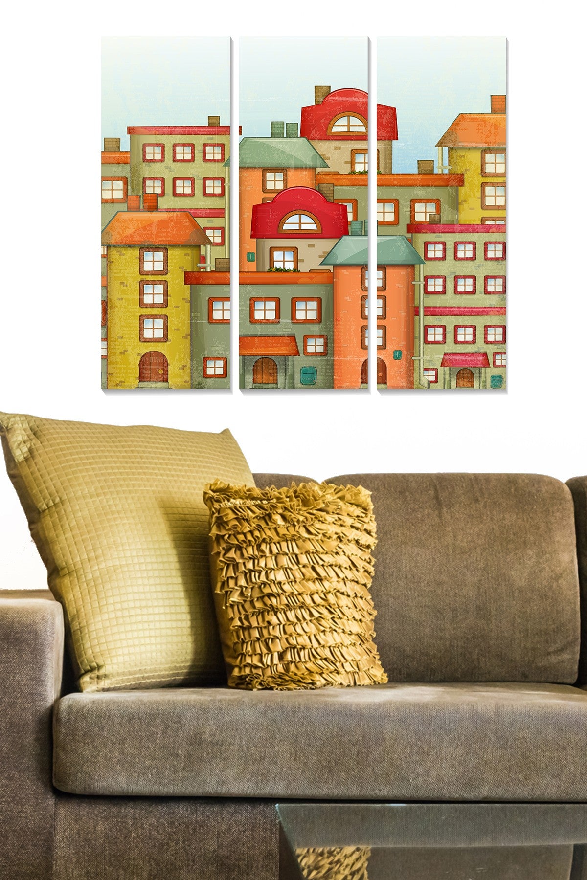 Quadro Decorativo em MDF Multicolor — Conjunto de 3 Peças (20x50 cm cada, 70x50 cm total), espessura 3 mm