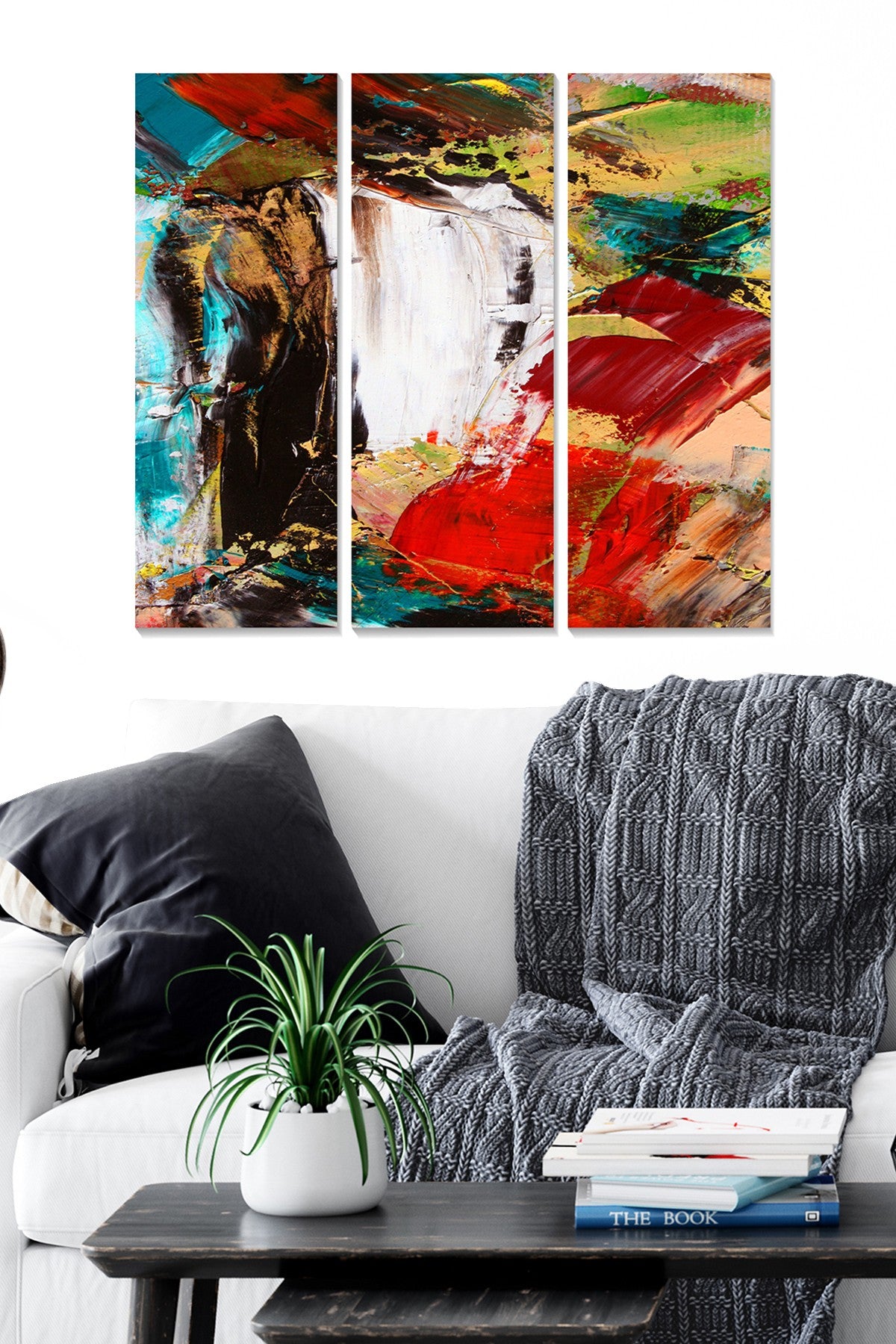 Quadro Decorativo em 100% MDF (3 Peças) – Multicolorido, 20 x 50 cm cada, Total 70 x 50 cm, Espessura 3 mm