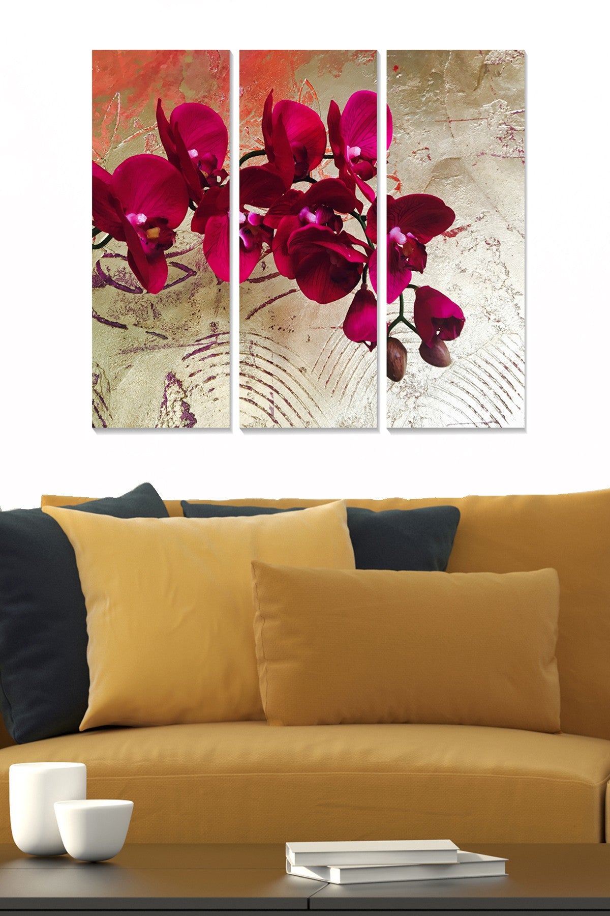 Tríptico Decorativo em MDF Multicolorido — 3 Peças, 20x50 cm (cada), Total 70x50 cm, Espessura 3 mm