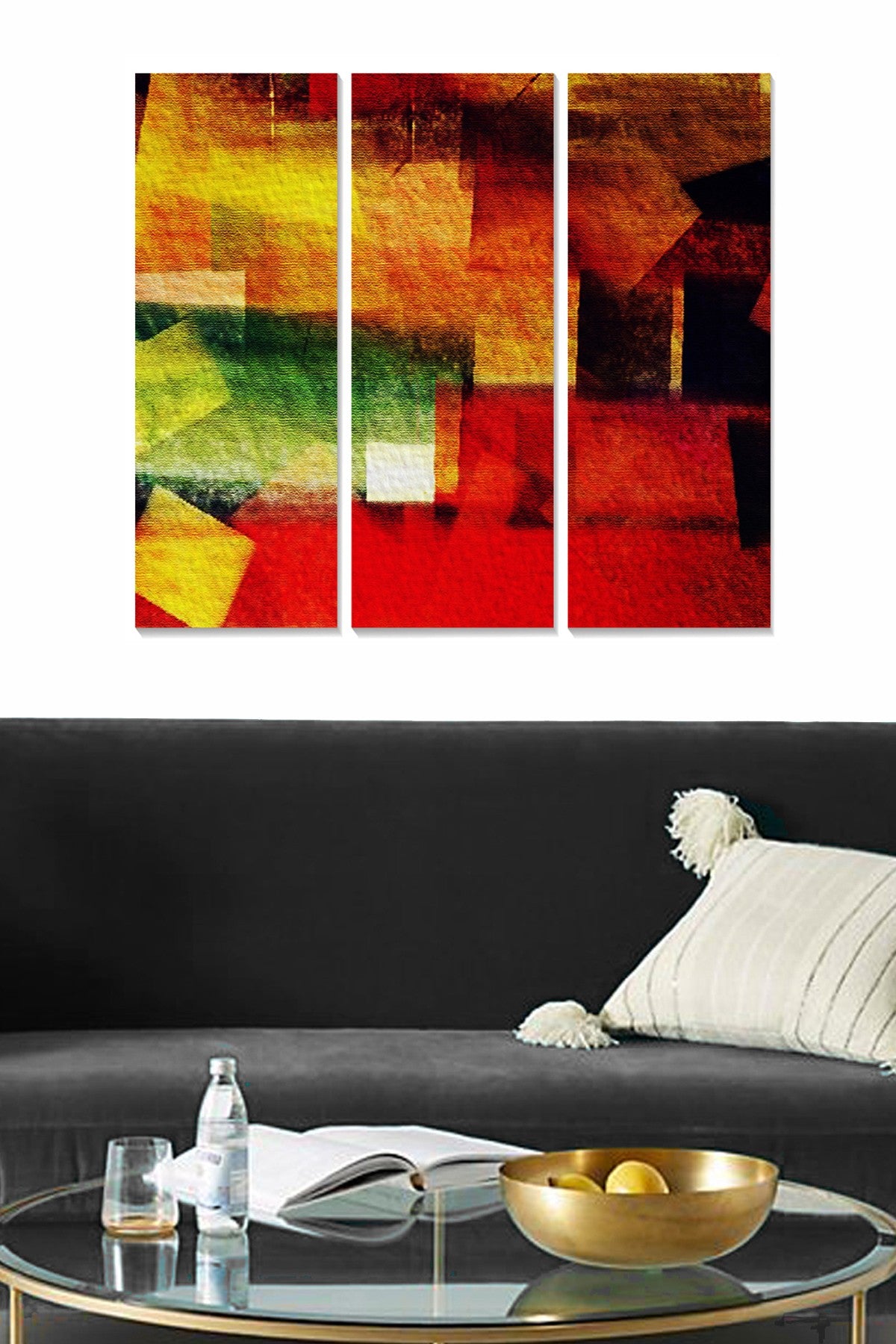 Quadro Decorativo em MDF Multicolor (Conjunto 3 Peças) 70x50 cm | MDF 100% 3 mm