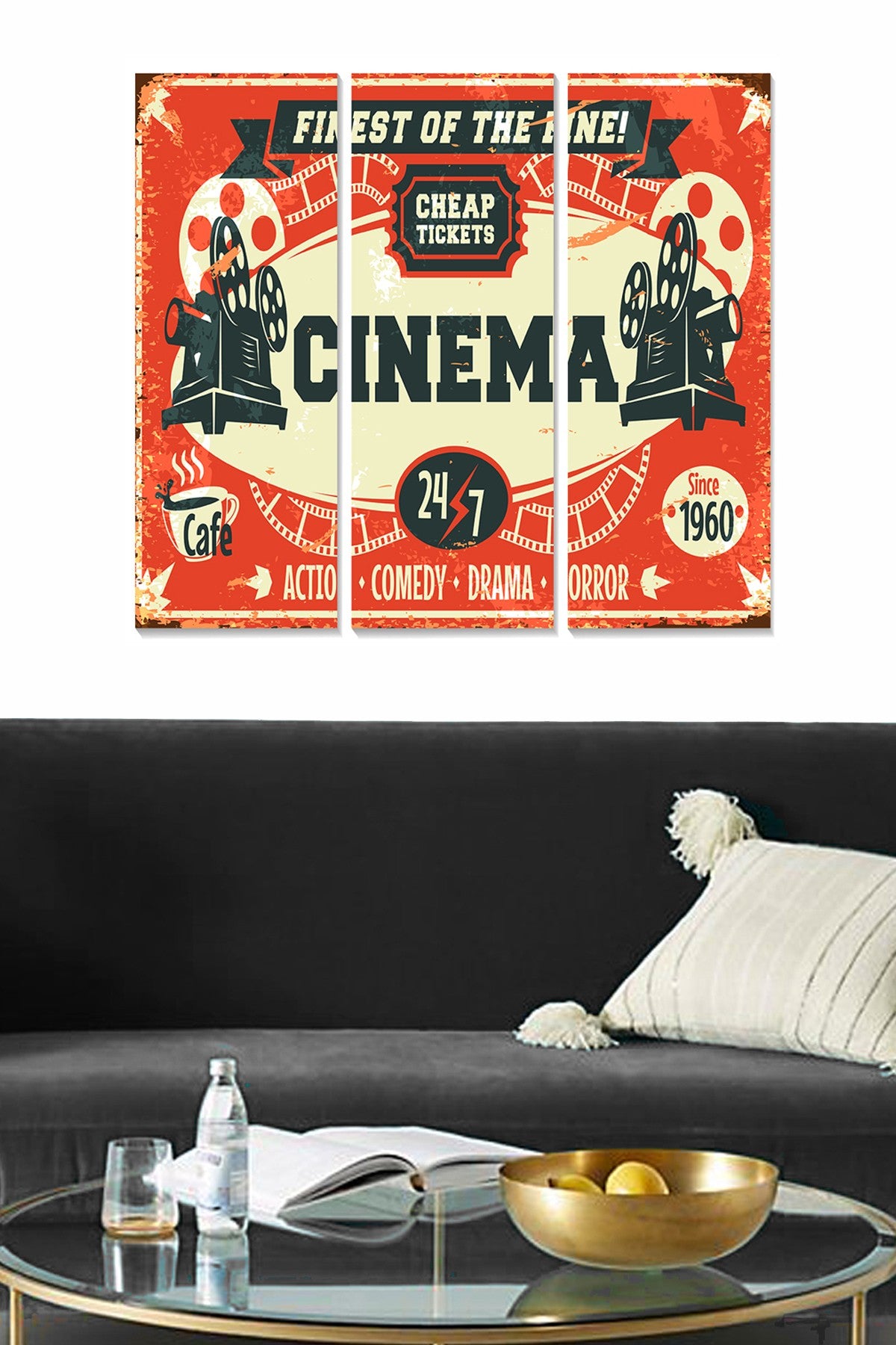 Quadros Decorativos em MDF Multicolor (Conjunto de 3) – 20x50 cm cada, 70x50 cm total, 3 mm