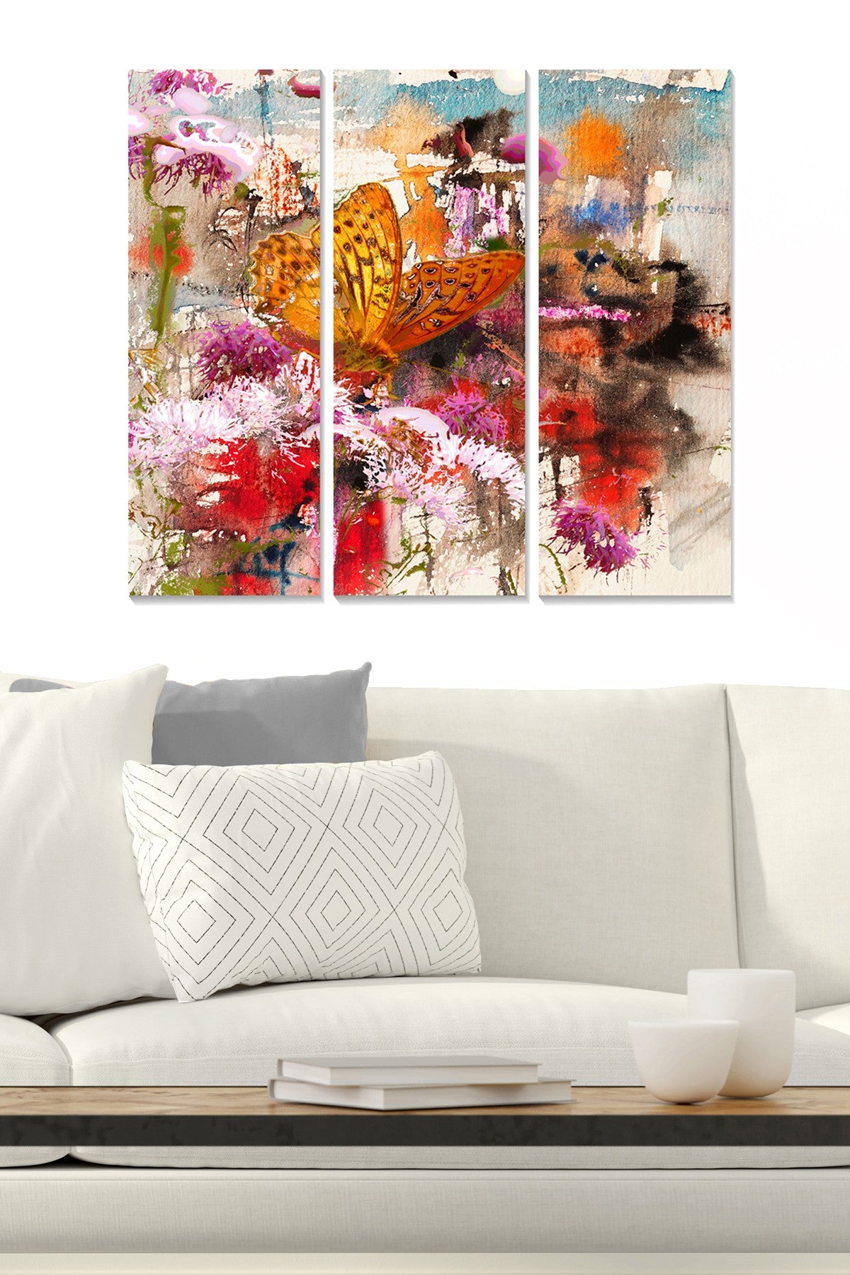 Conjunto de Quadros Decorativos em MDF Multicolor (3 Peças) — Total 70x50 cm, Espessura 3 mm