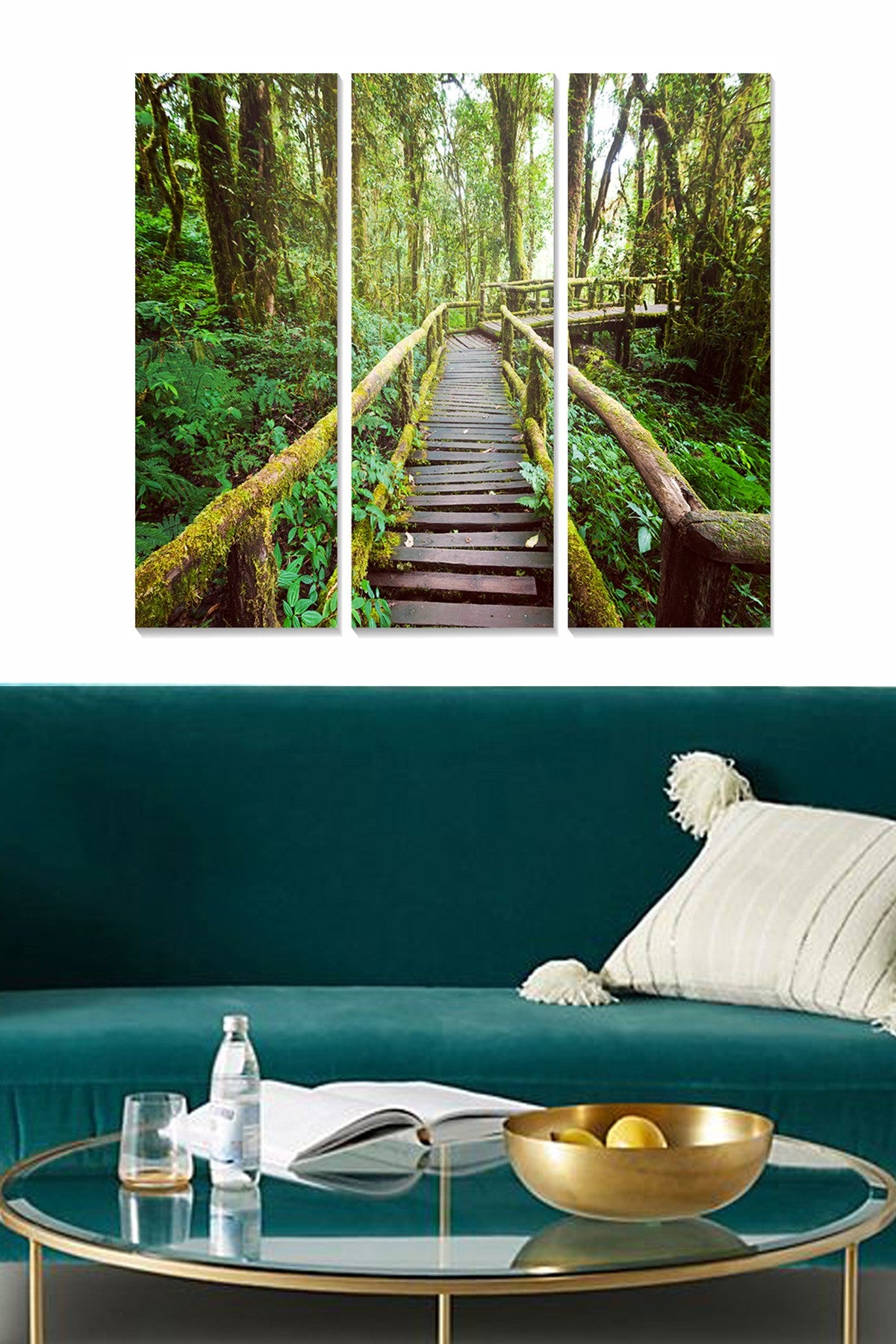 Quadro Decorativo em MDF Multicor – Conjunto de 3 Peças (20x50 cm cada), Tamanho Total 70x50 cm, 100% MDF 3 mm