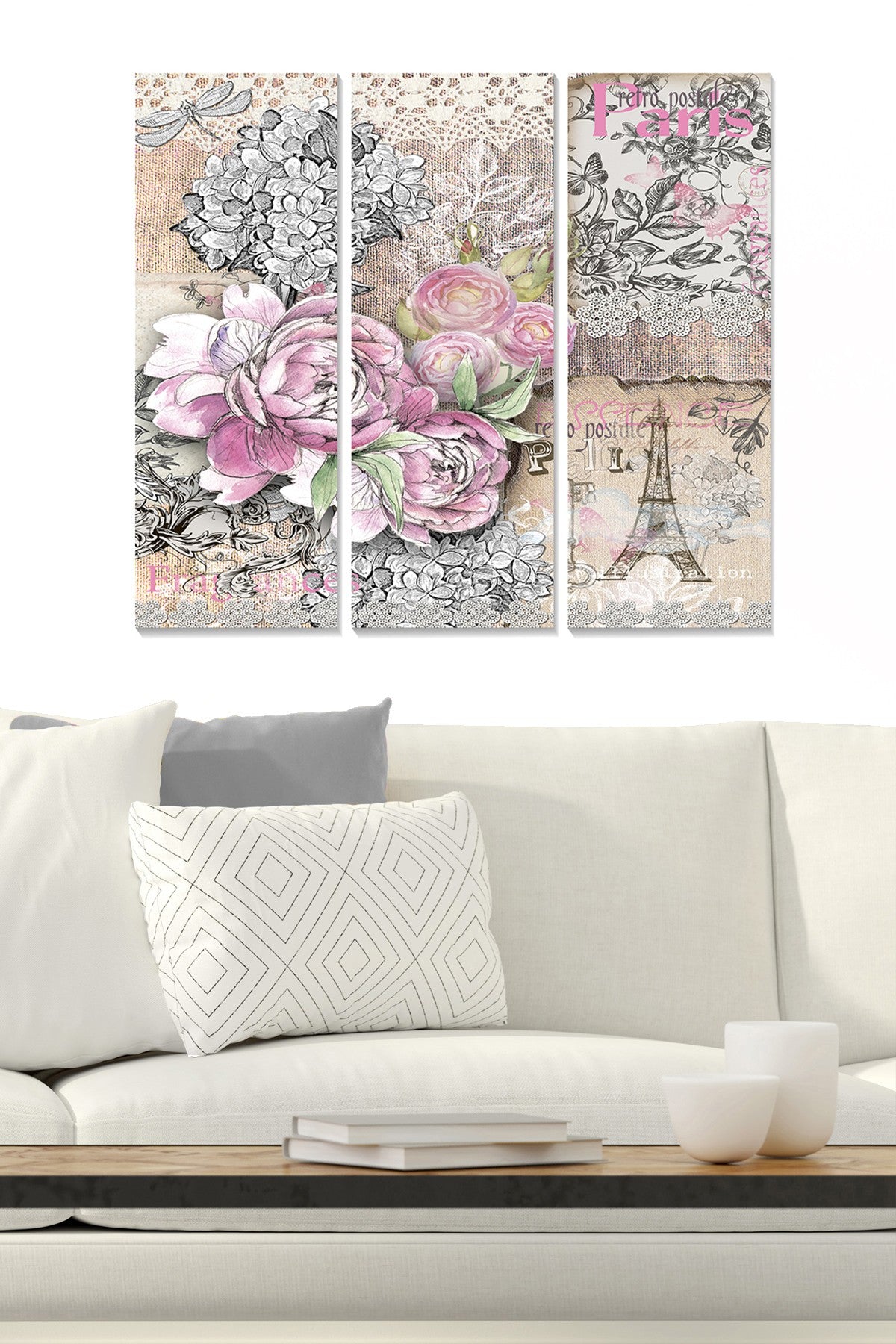 Quadro Decorativo MDF Multicolor – 3 Peças, 70x50 cm (20x50 cm cada), Espessura 3 mm