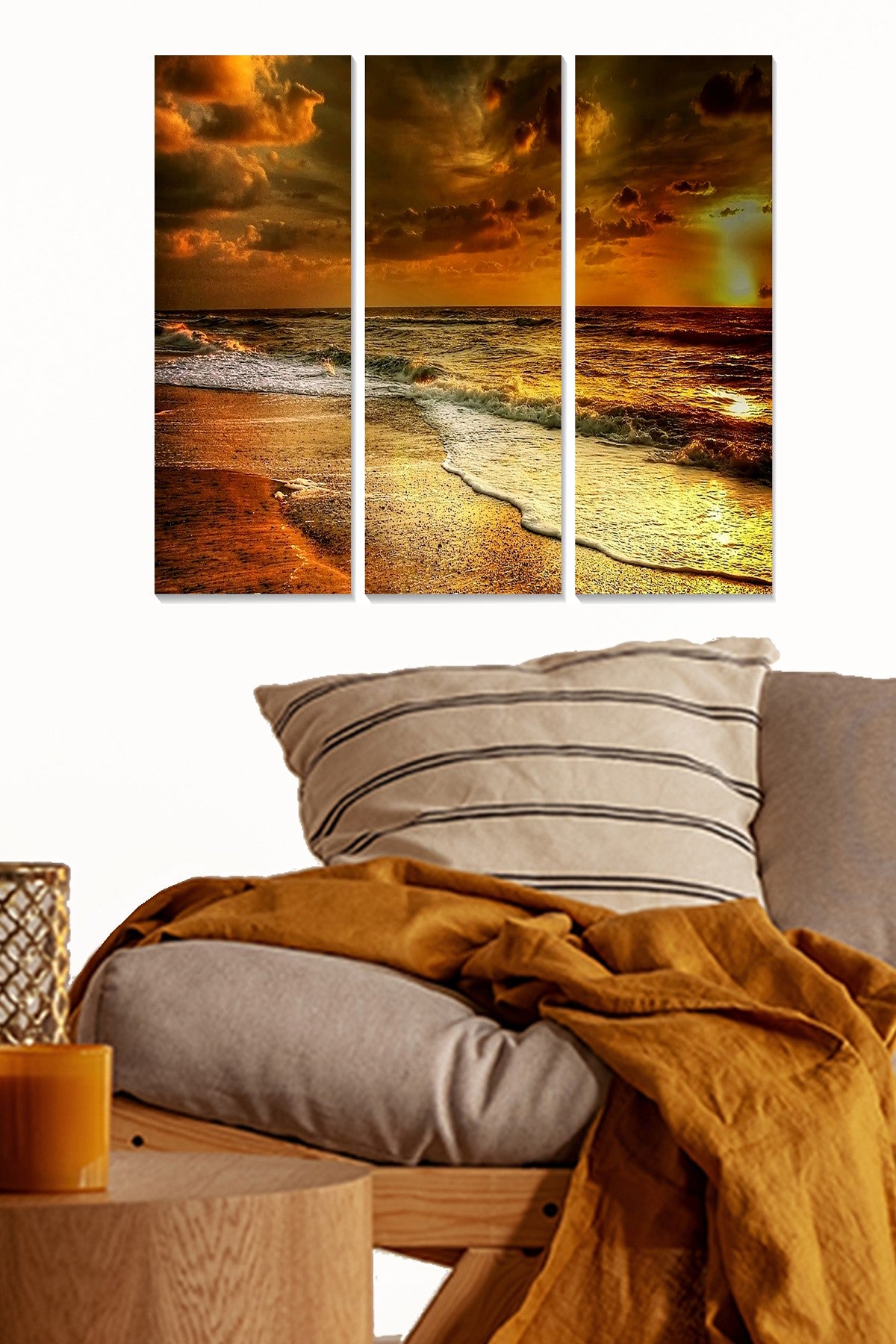 Conjunto de Quadros Decorativos em MDF (3 Peças) — Multicolor, 20 x 50 cm cada, Espessura 3 mm, Tamanho total 70 x 50 cm