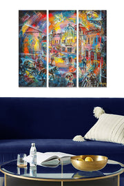 Quadro Decorativo em MDF Multicolor (Conjunto de 3) 70 x 50 cm, 3 mm – MDF220080475