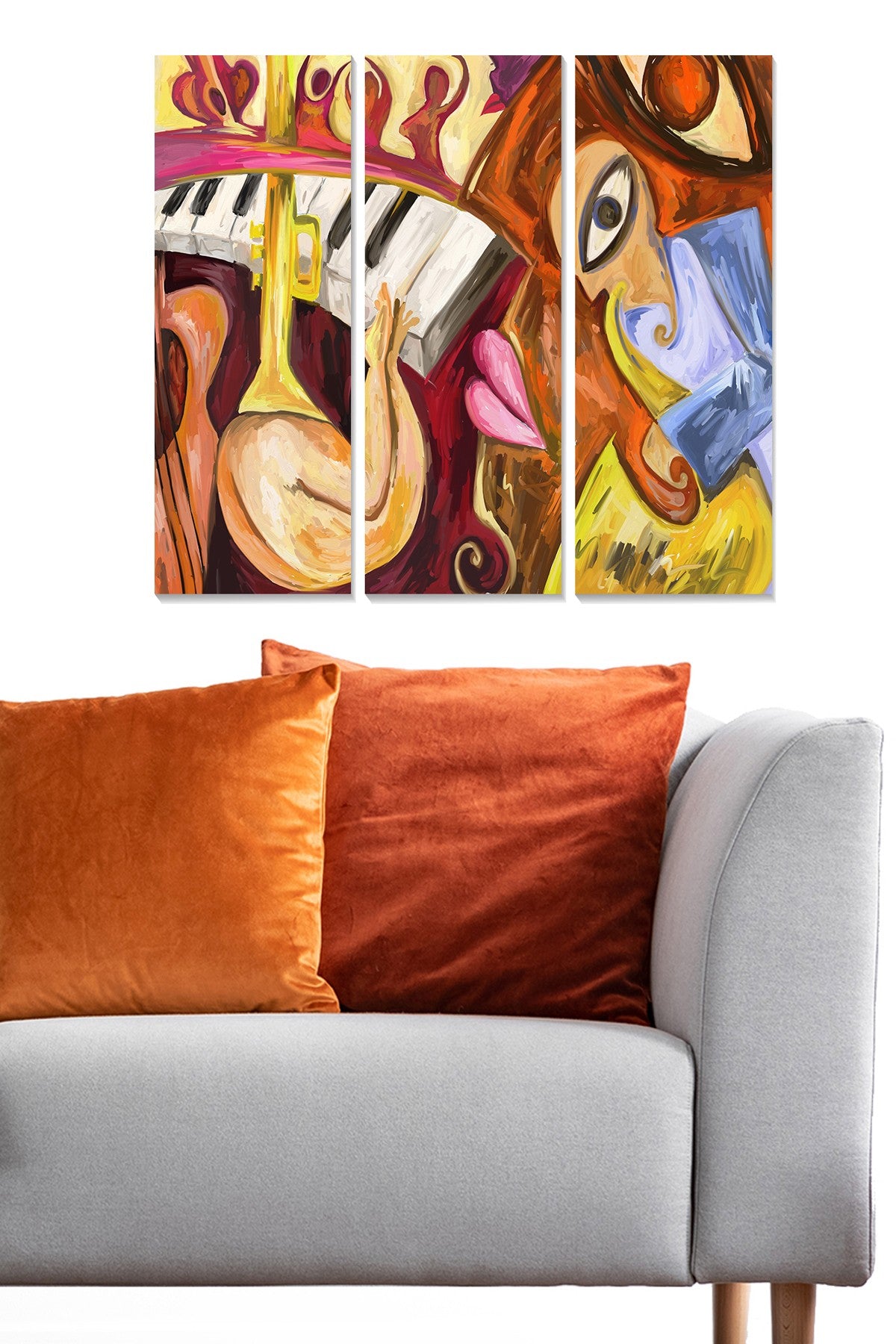 Quadro Decorativo em MDF Multicolor – Conjunto de 3 Peças, 20x50 cm cada (Total 70x50 cm), Espessura 3 mm (MDF222776599)