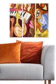 Quadro Decorativo em MDF Multicolor – Conjunto de 3 Peças, 20x50 cm cada (Total 70x50 cm), Espessura 3 mm (MDF222776599)