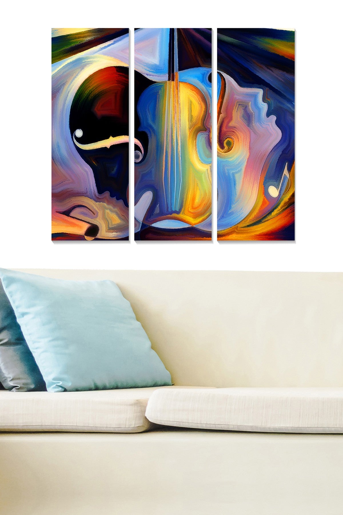 Quadro Decorativo em MDF Multicolor – Conjunto de 3 Peças (20 x 50 cm cada, total 70 x 50 cm, espessura 3 mm)