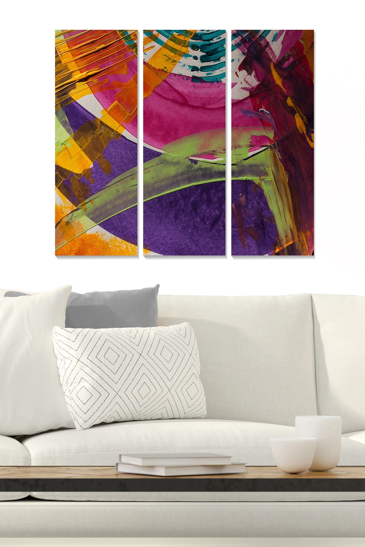 Painel Decorativo em MDF (3 Peças) Multicolor — 20 x 50 cm cada, Total 70 x 50 cm, Espessura 3 mm — MDF230045