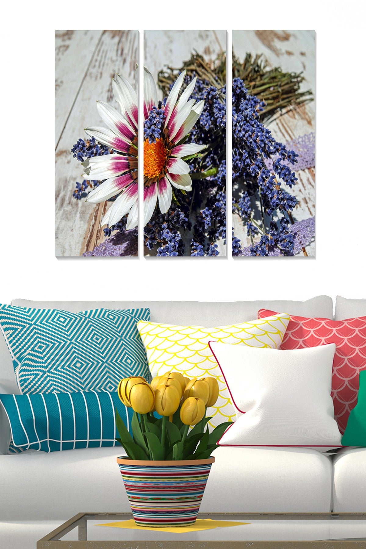 Quadro Decorativo em MDF Multicolor – Conjunto de 3 Peças (70 x 50 cm, 3 mm)