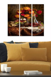 Conjunto de Quadros Decorativos em MDF Multicolor – 3 Peças (20x50 cm cada), Total 70x50 cm, Espessura 3 mm