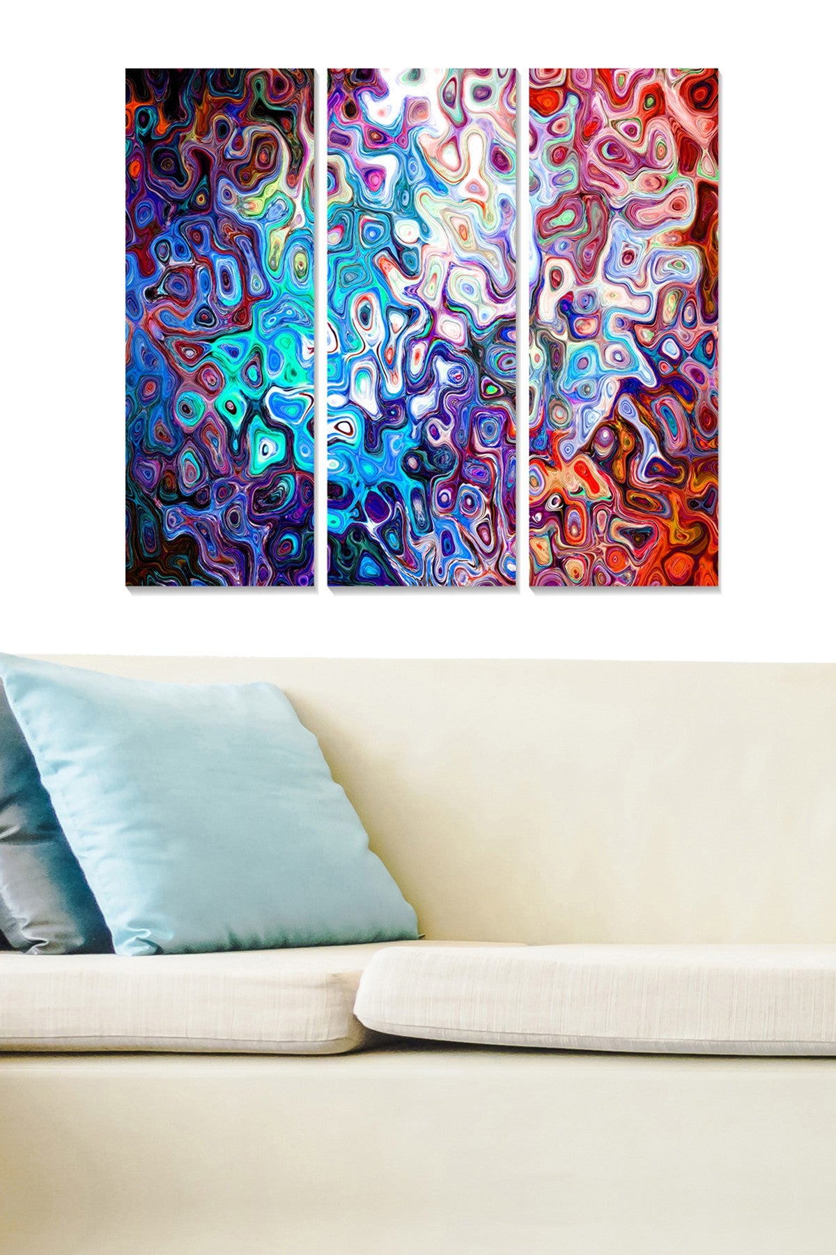 Conjunto de Quadros Decorativos em MDF Multicolor (3 Peças) – 20x50 cm cada, 70x50 cm total, MDF 3 mm