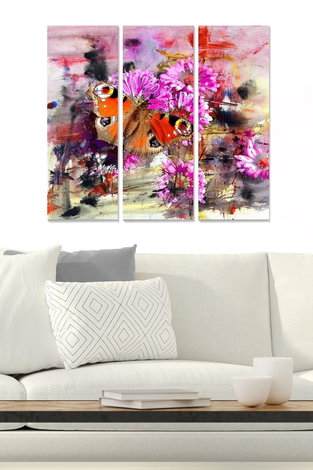 Conjunto de Quadros Decorativos em MDF Multicolor (3 Peças) — 20x50 cm cada, Total 70x50 cm