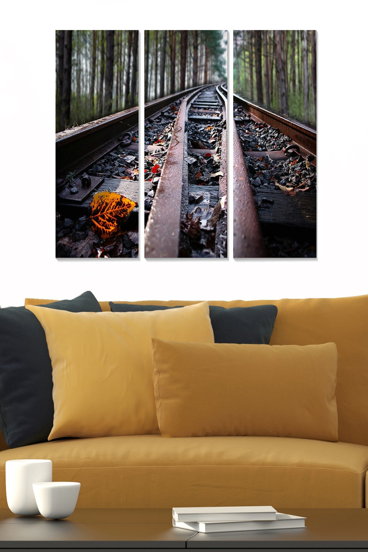 Quadro decorativo em MDF multicolor – conjunto de 3 peças (20x50 cm cada) | tamanho total 70x50 cm | MDF 3 mm