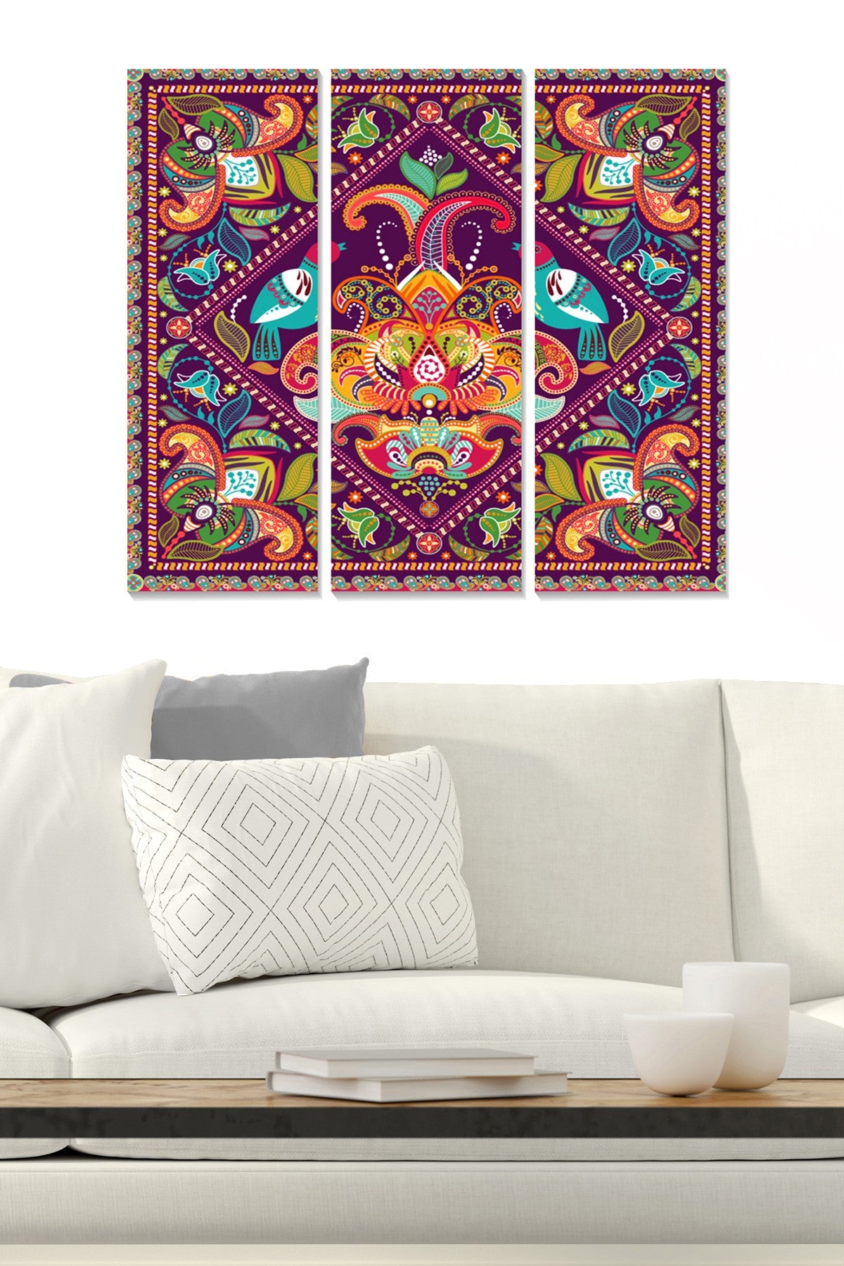 Quadro Decorativo MDF Multicolor – Conjunto de 3 Peças (20x50 cm cada), Tamanho Total 70x50 cm, MDF 3 mm