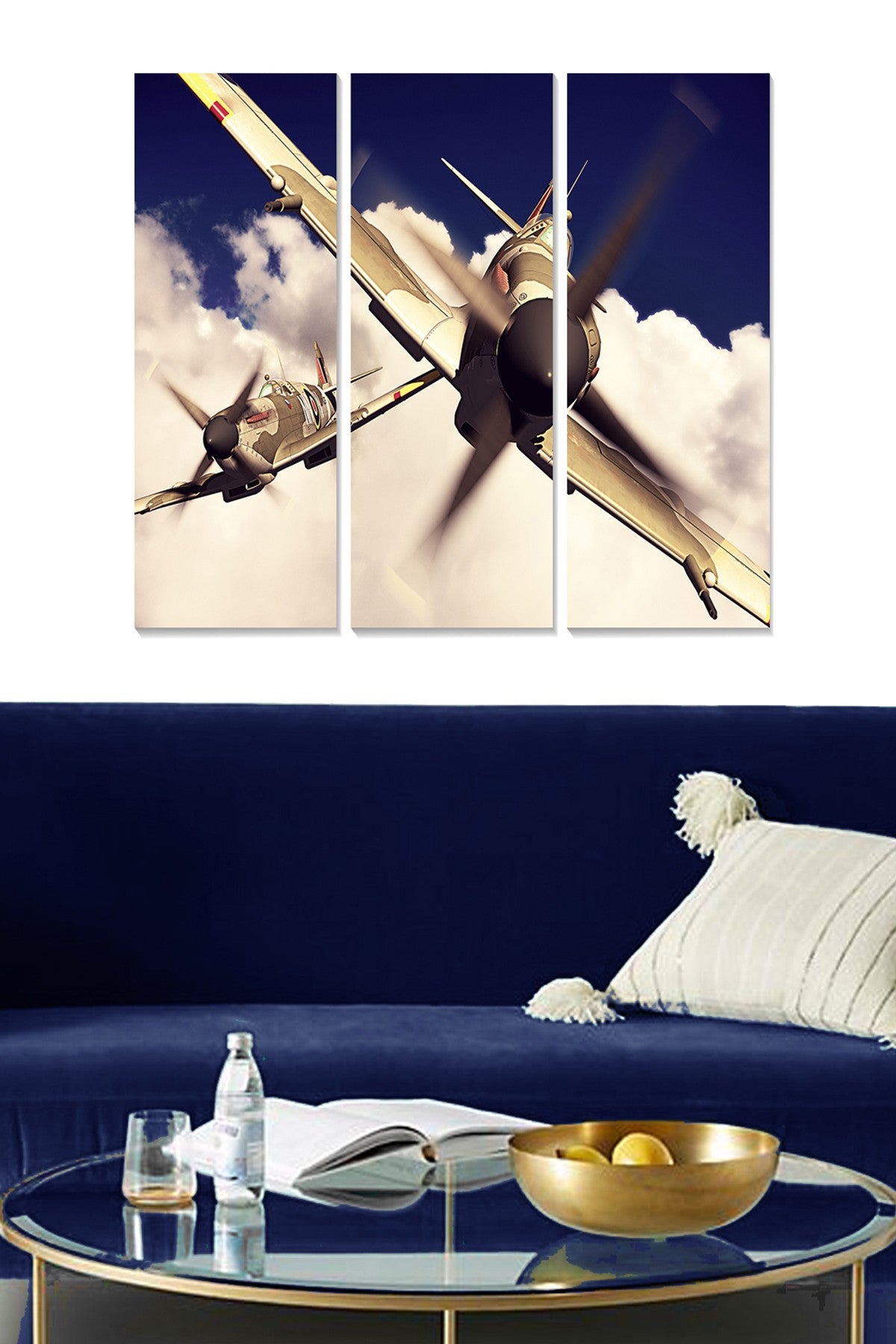 Quadro Decorativo em MDF Multicolor (3 Peças) – 20x50 cm cada, Total 70x50 cm, MDF 3 mm