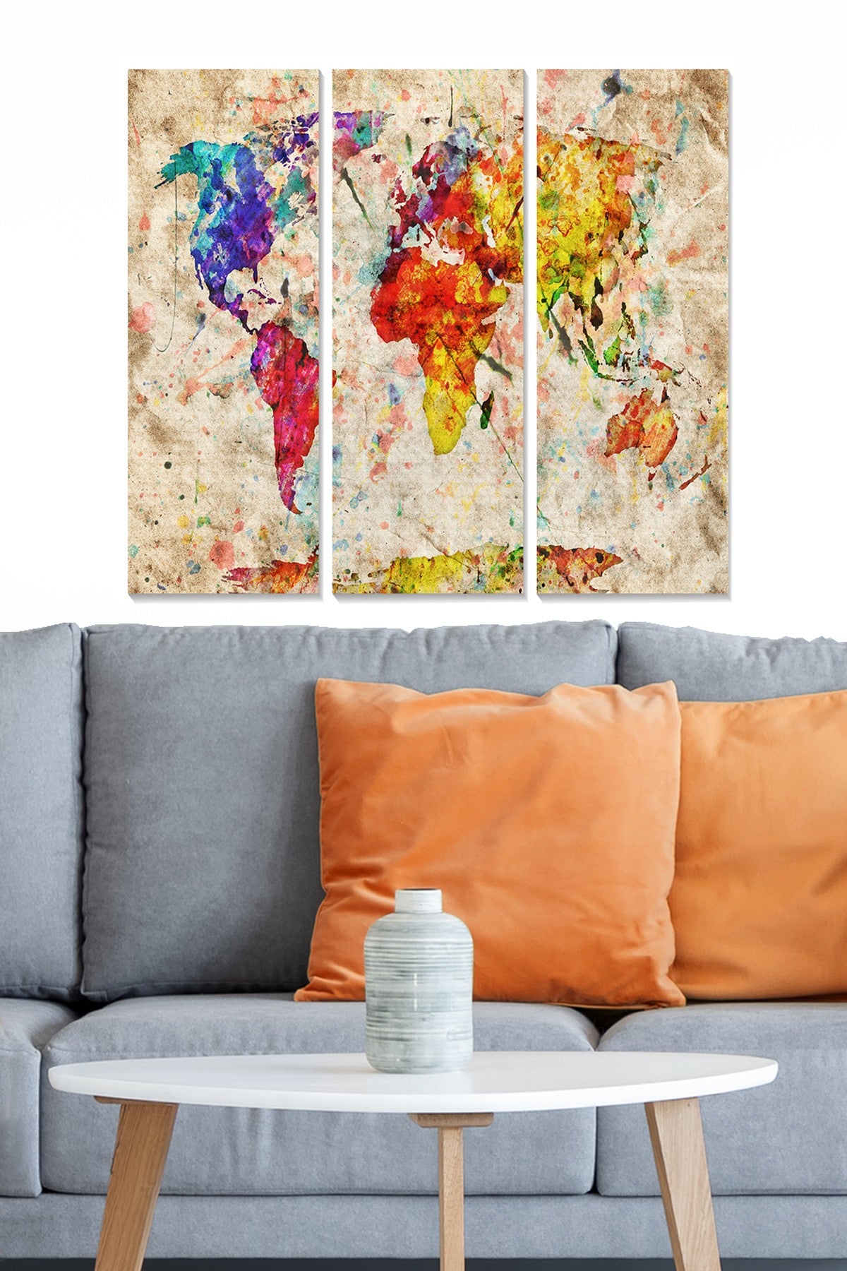 Conjunto de Quadros Decorativos em MDF (3 Peças) Multicolor – 70x50 cm (3x 20x50), Espessura 3 mm