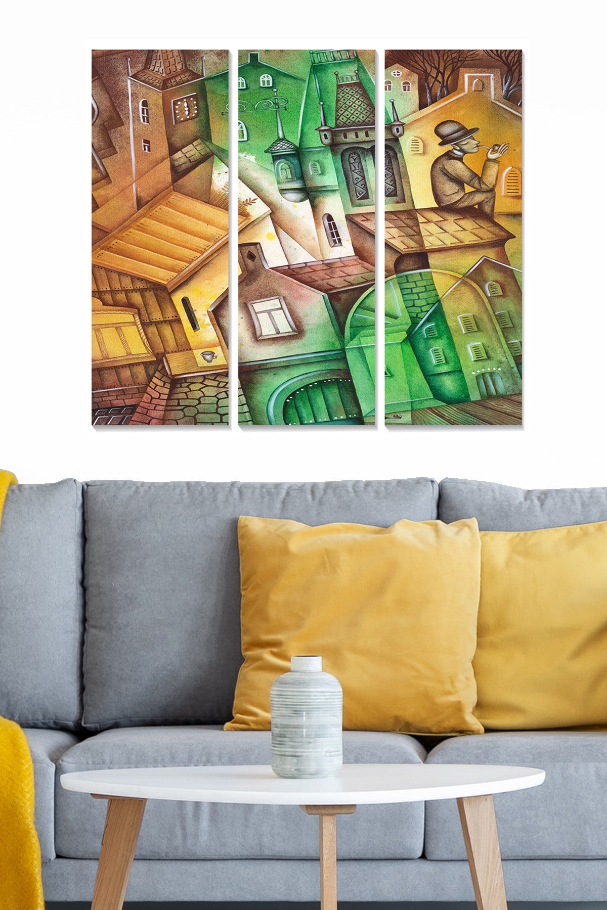 Quadro Decorativo em MDF Multicolorido – Conjunto de 3 Peças (70 x 50 cm, 3 mm)