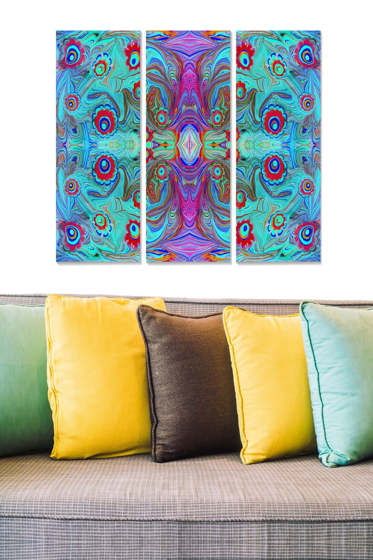 Conjunto de Quadros Decorativos em MDF (3 Peças) Multicolor — 70x50 cm, 3 mm de espessura