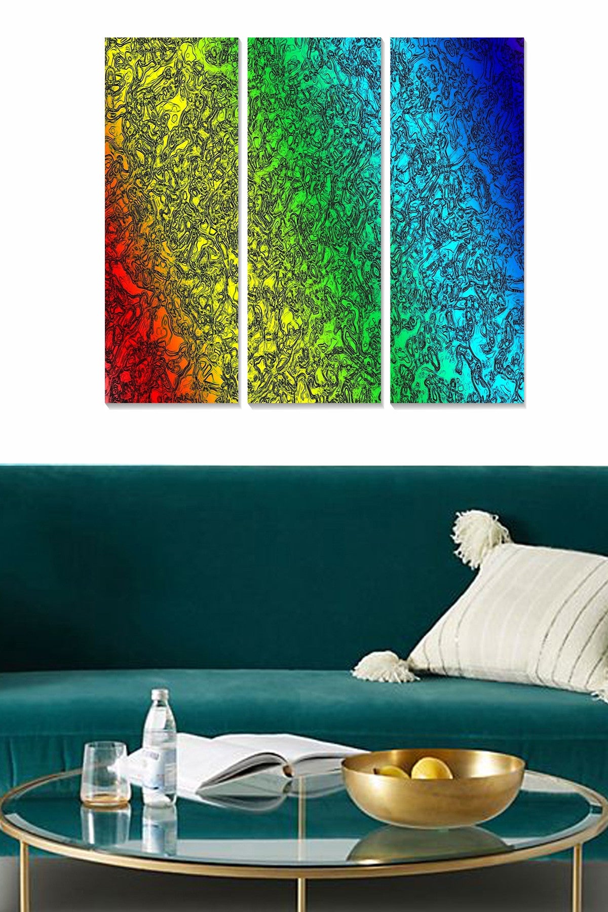 Tríptico Decorativo em MDF 3 mm, Multicolor — 70 x 50 cm (3 Peças)