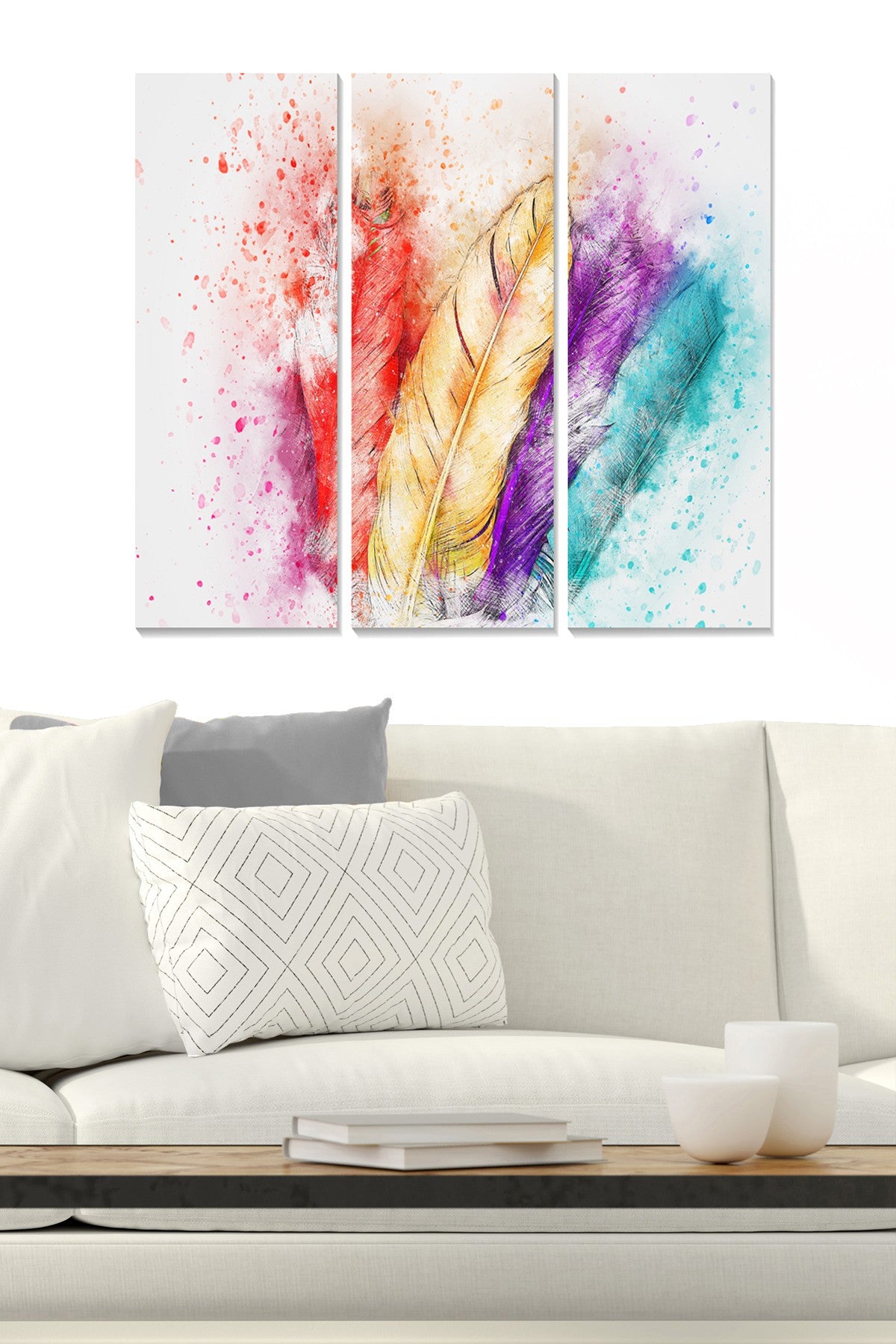 Quadro Decorativo em MDF Multicolor – Conjunto de 3 Peças (20x50 cm cada, total 70x50 cm), 100% MDF 3 mm – Ref. MDF2561511