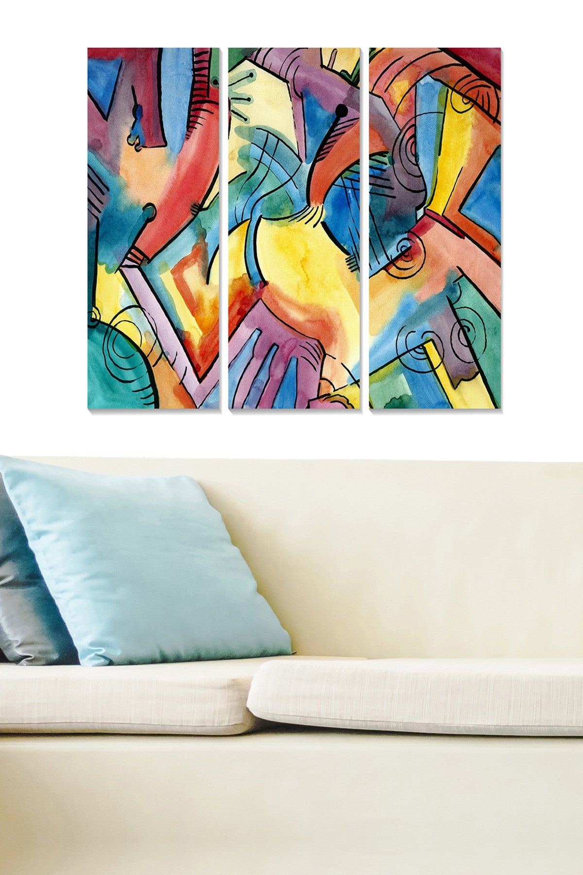 Quadro Decorativo em MDF Multicolor – Conjunto de 3 Peças (20x50 cm cada; 70x50 cm total), Espessura 3 mm