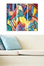 Quadro Decorativo em MDF Multicolor – Conjunto de 3 Peças (20x50 cm cada; 70x50 cm total), Espessura 3 mm