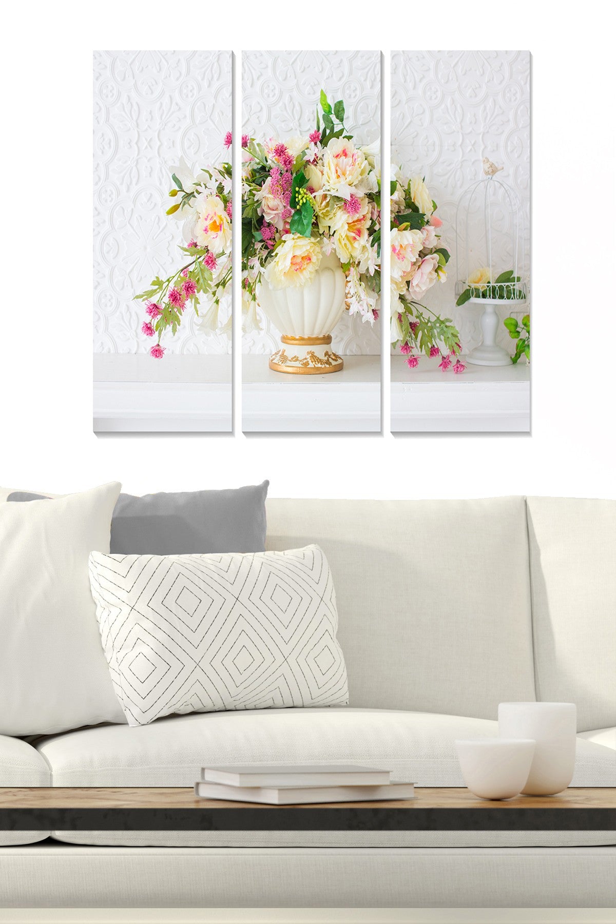 Conjunto de Quadros Decorativos em MDF, Multicolor, 3 Peças (20x50 cm cada), Tamanho Total 70x50 cm