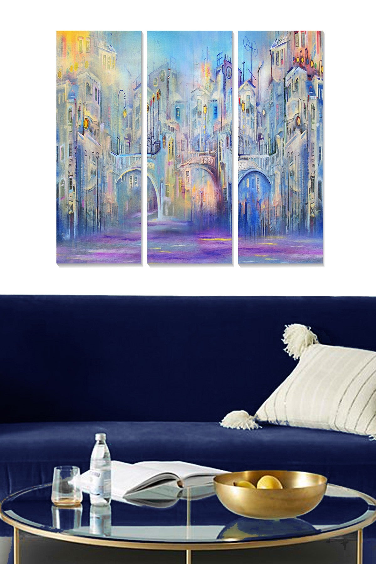 Conjunto de Quadros Decorativos em MDF Multicolor, 3 Peças, 20 x 50 cm cada (70 x 50 cm total)