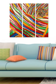 Quadro Decorativo em MDF (3 Peças), Multicolor, 20 x 50 cm cada, Tamanho Total 70 x 50 cm, Espessura 3 mm