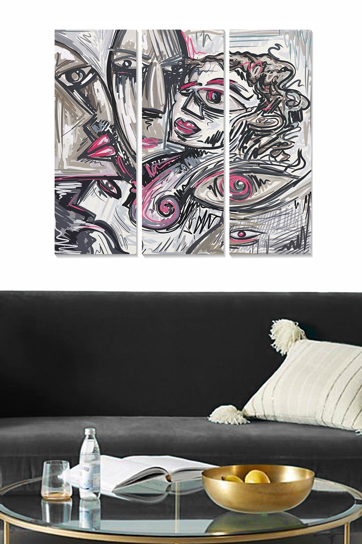 Tríptico Decorativo em MDF Multicolor – 70x50 cm (3x20x50 cm), espessura 3 mm