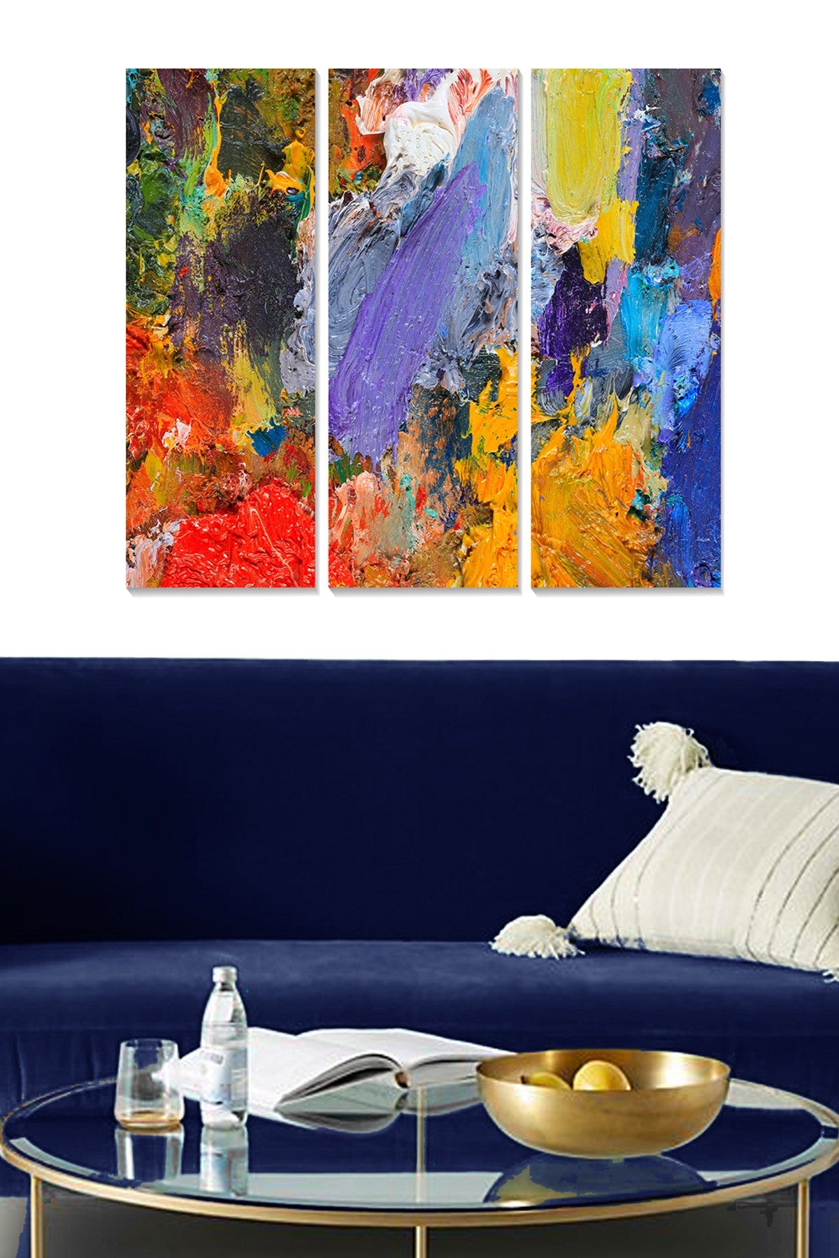 Quadro Decorativo em MDF Multicolorido (3 Peças) – 3 mm – 3x 20x50 cm (Total 70x50 cm)